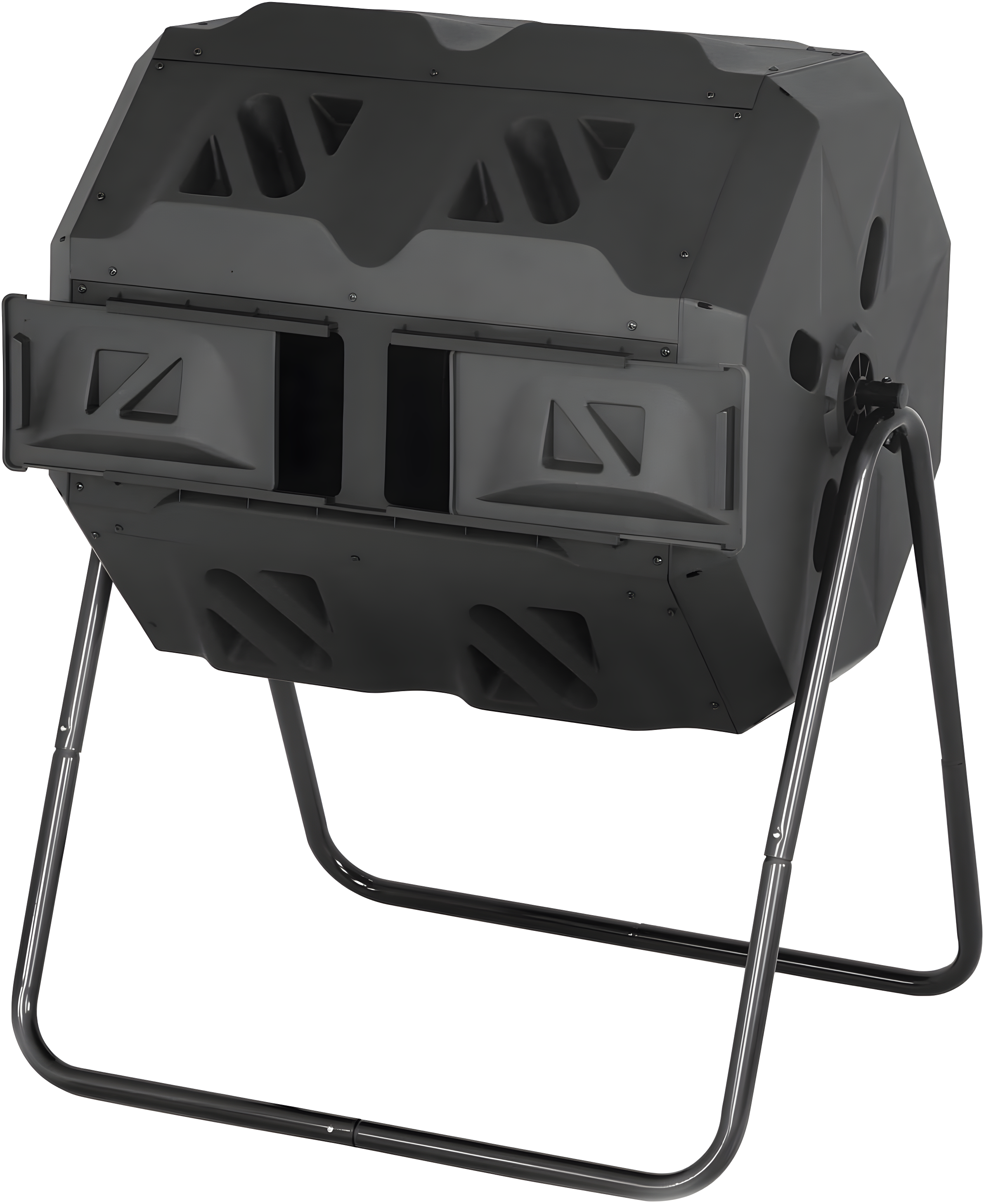 43 Gallon Black Dual Chamber Outdoor Tumbling Composter