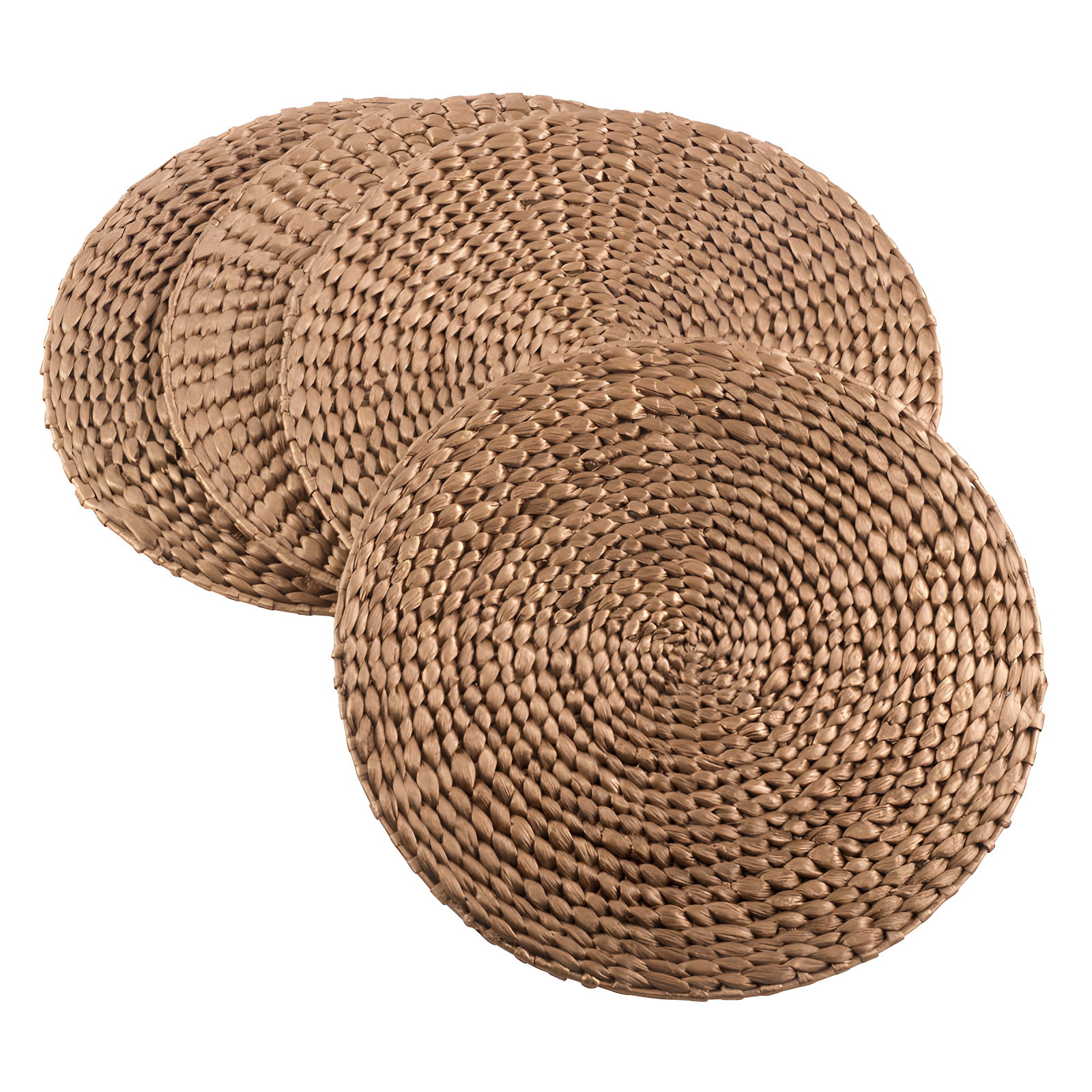 Gold Hand-Woven Water Hyacinth Round Placemats, 15" Set of 4