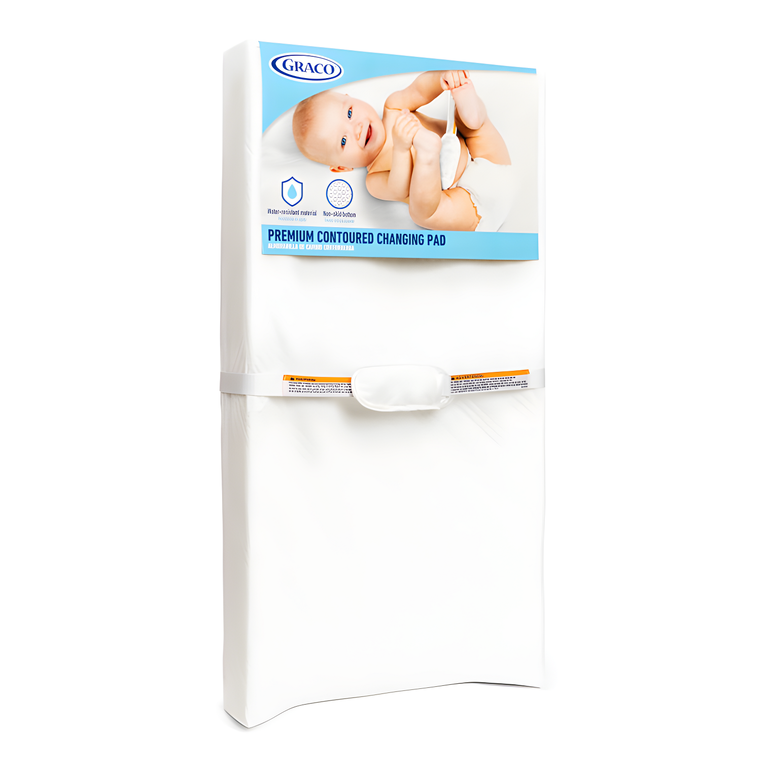 White Water-Resistant Contoured Baby Changing Pad