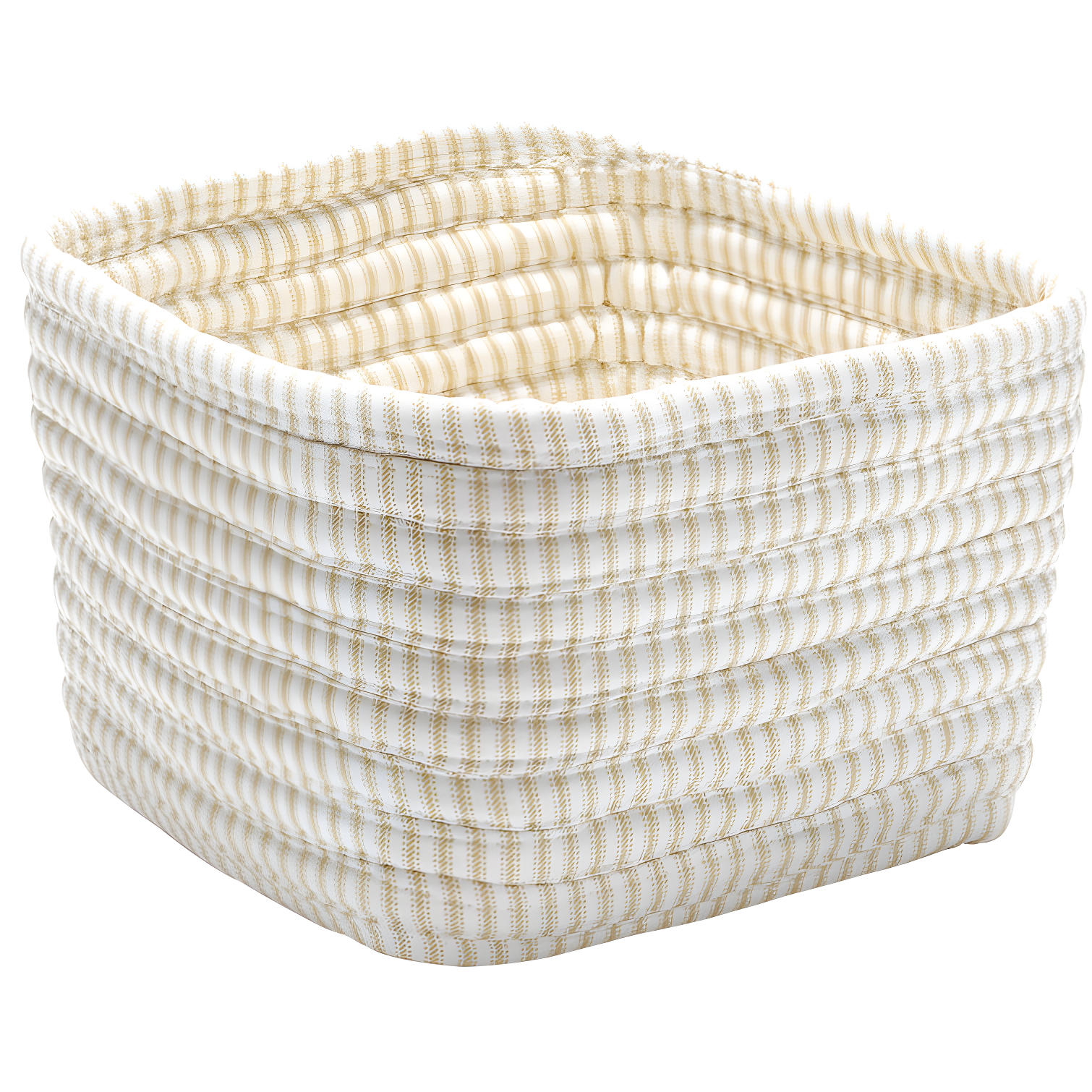 Canvas Ticking Stripe Soft Square Storage Basket 11"x11"x8"