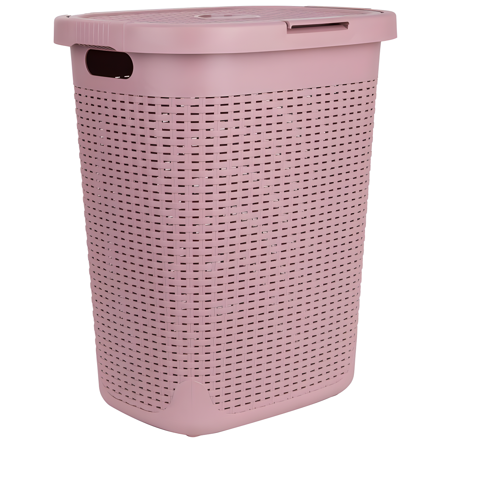 Pink Wicker Upright Laundry Hamper with Lid