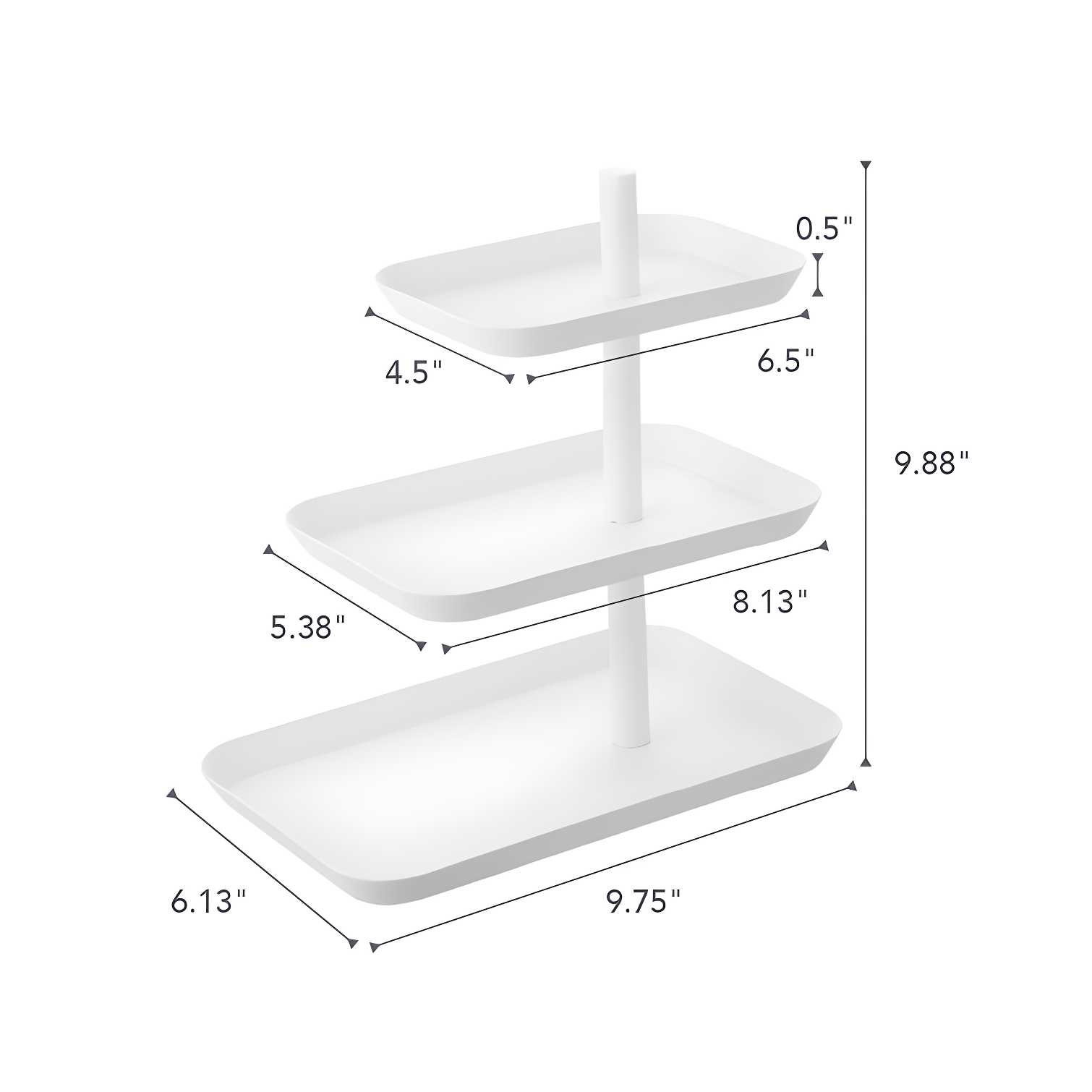 Modern 3-Tier White Metal Accessory & Jewelry Organizer Tray