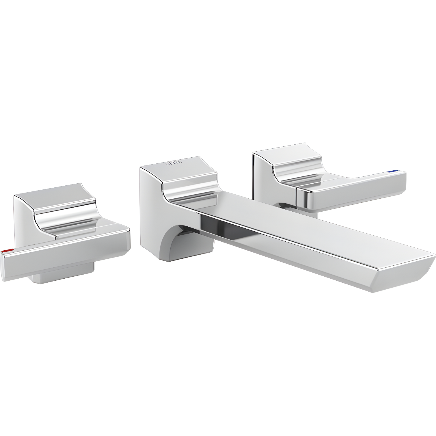 Modern Chrome 2-Handle Wall-Mounted Brass Bathroom Faucet