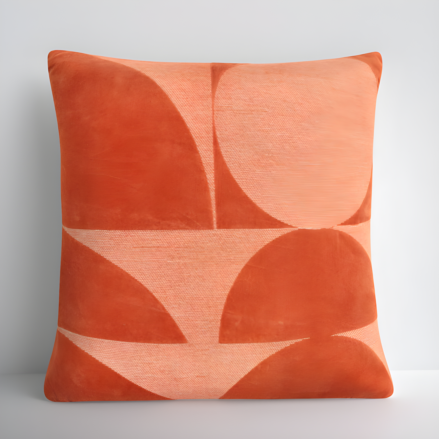 Orange Geometric Embroidered Cotton Square Throw Pillow Set