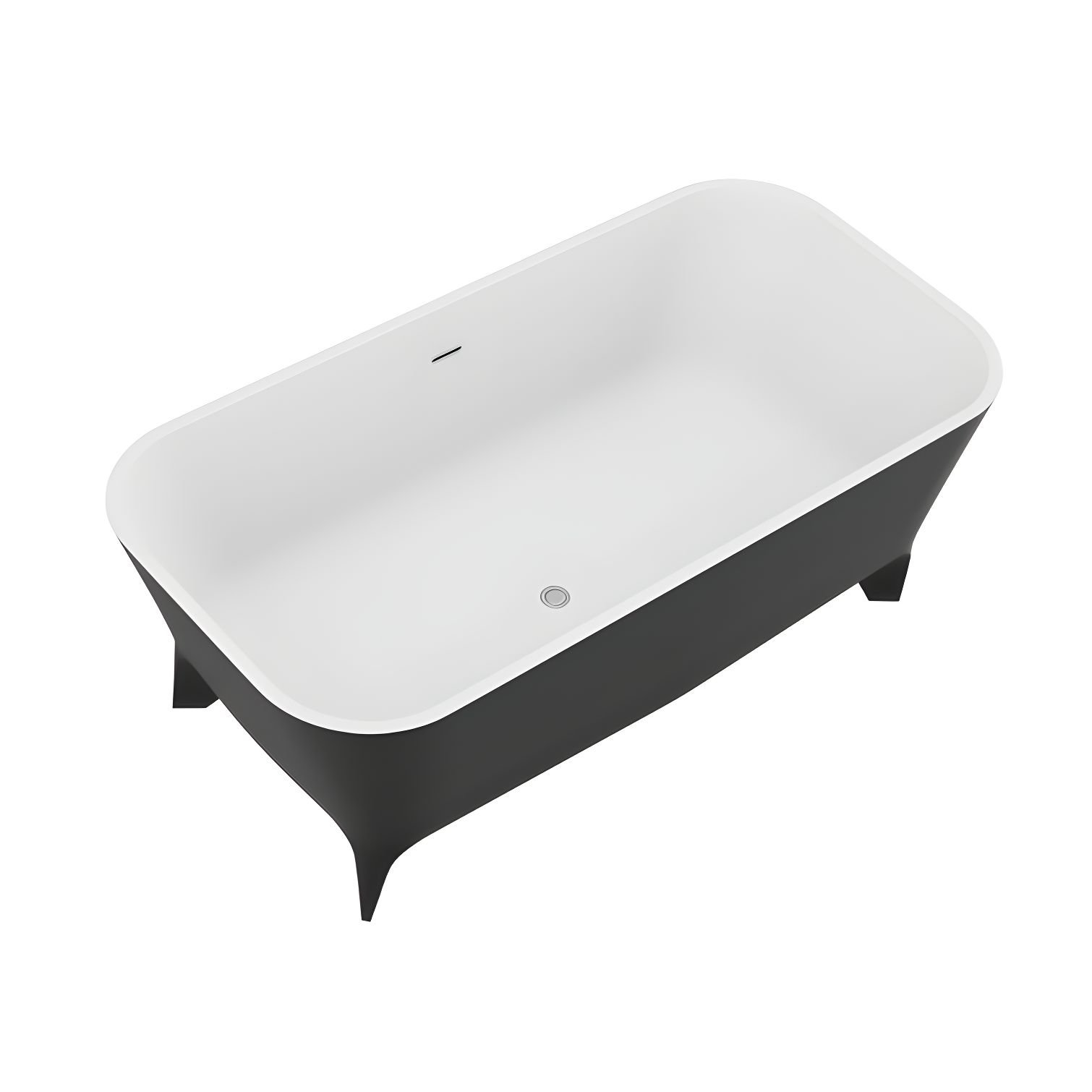 63'' Matte Black and White Freestanding Stone Bathtub