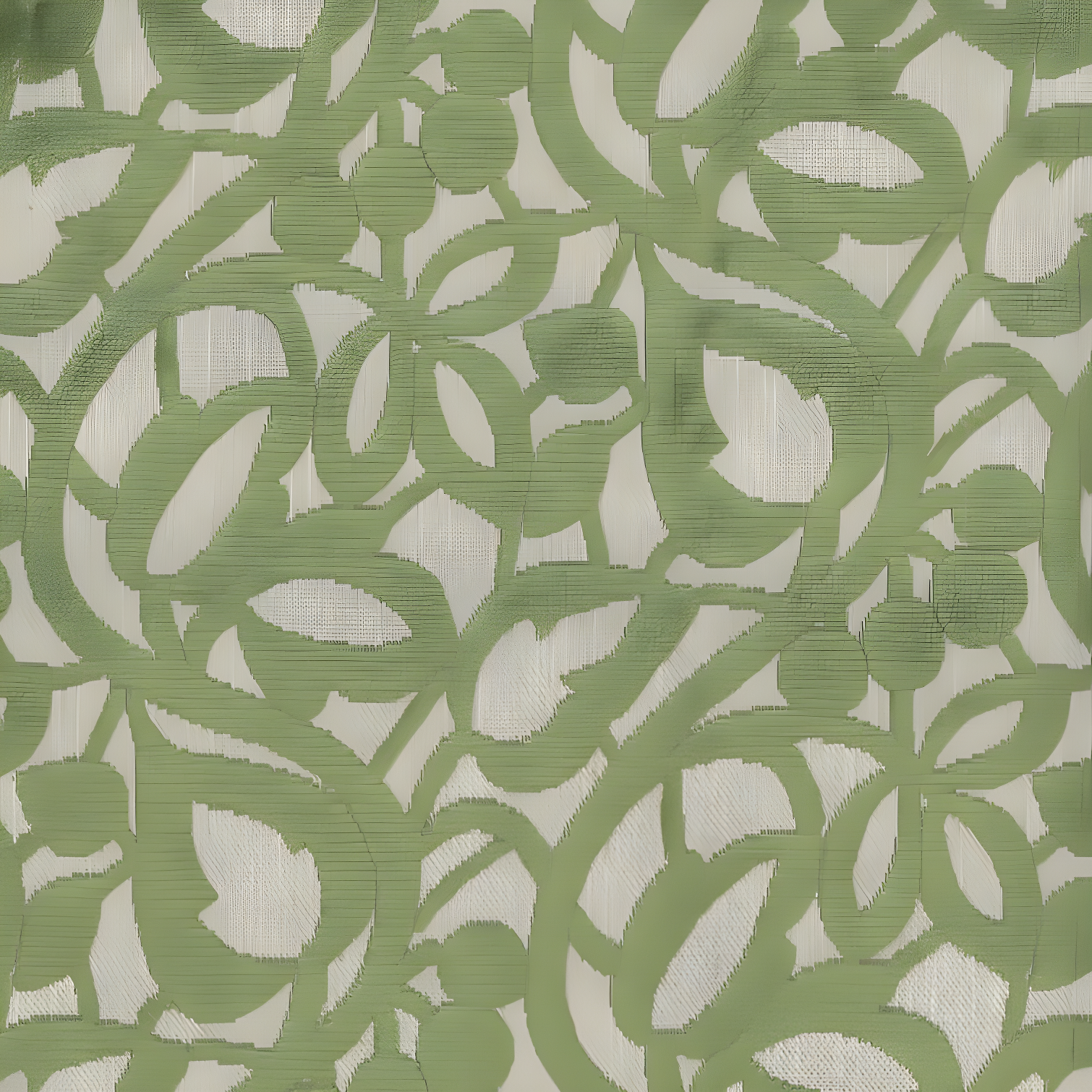 Olive and Beige Floral Vine Velvet Upholstery Fabric