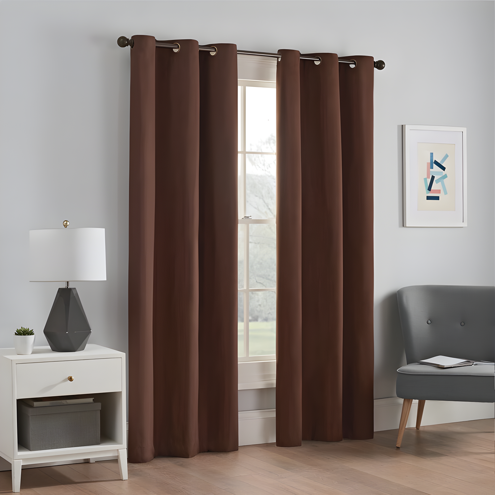 Chocolate Polyester Blackout Grommet Window Panel