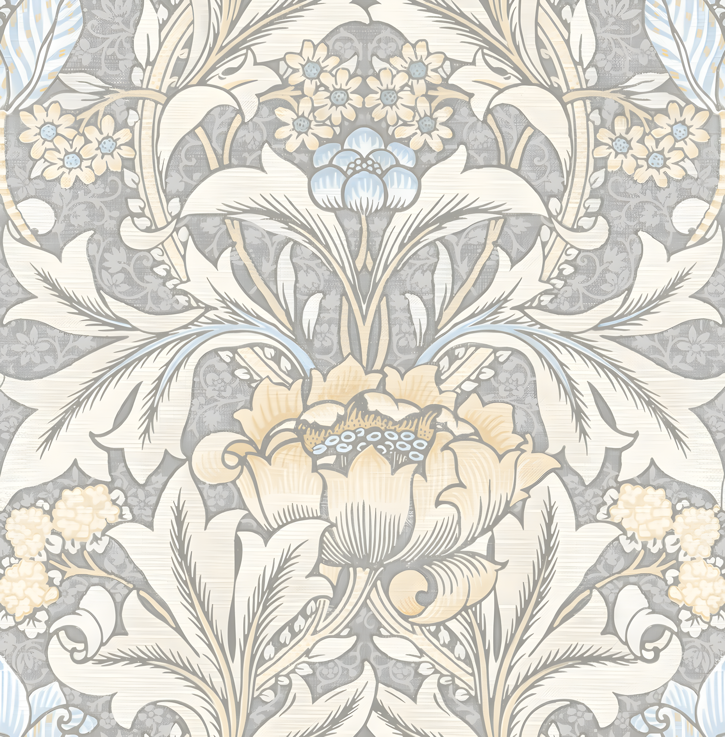 Daydream Grey & Pearl Blue Floral Peel and Stick Wallpaper