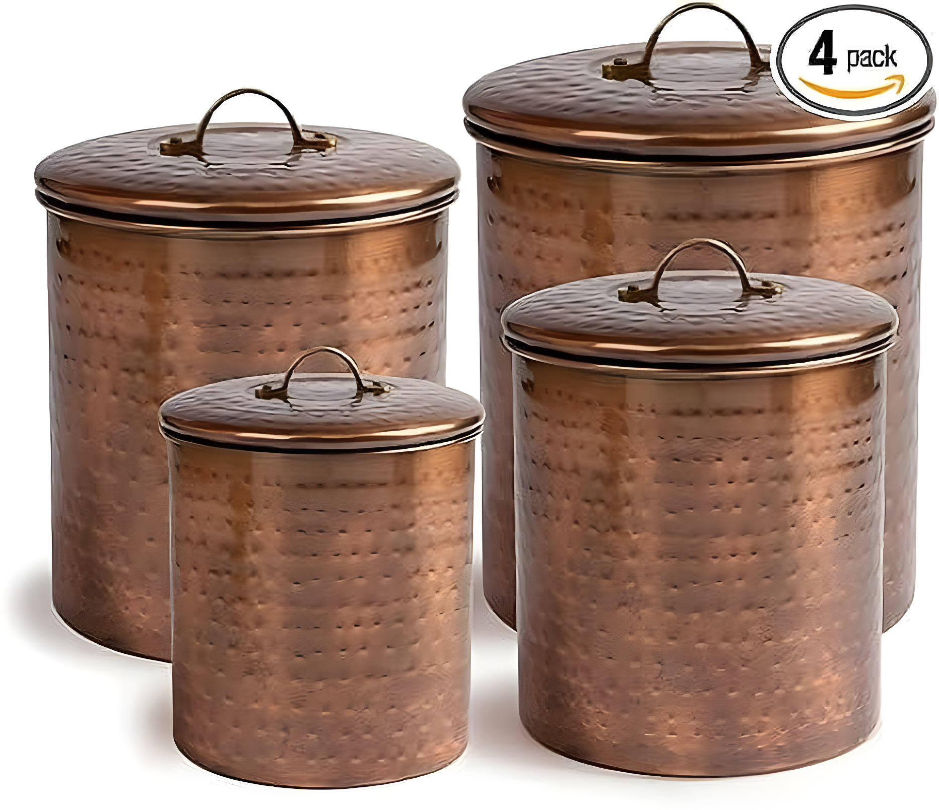 Hammered Antique Copper Stainless Steel 4-Piece Canister Set