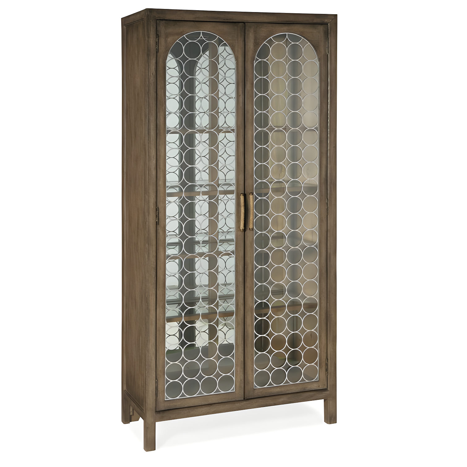 Cliffside Brown Lighted China Cabinet with Glass Doors