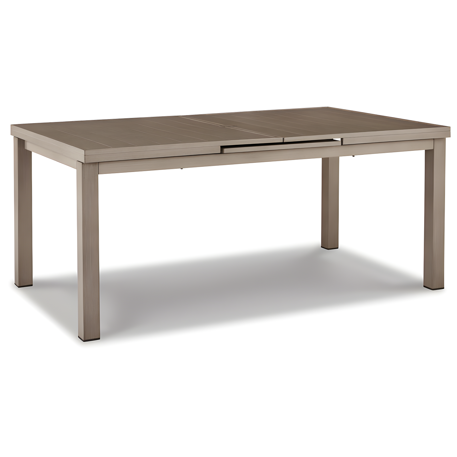 Beige Aluminum Rectangular Extendable Outdoor Dining Table