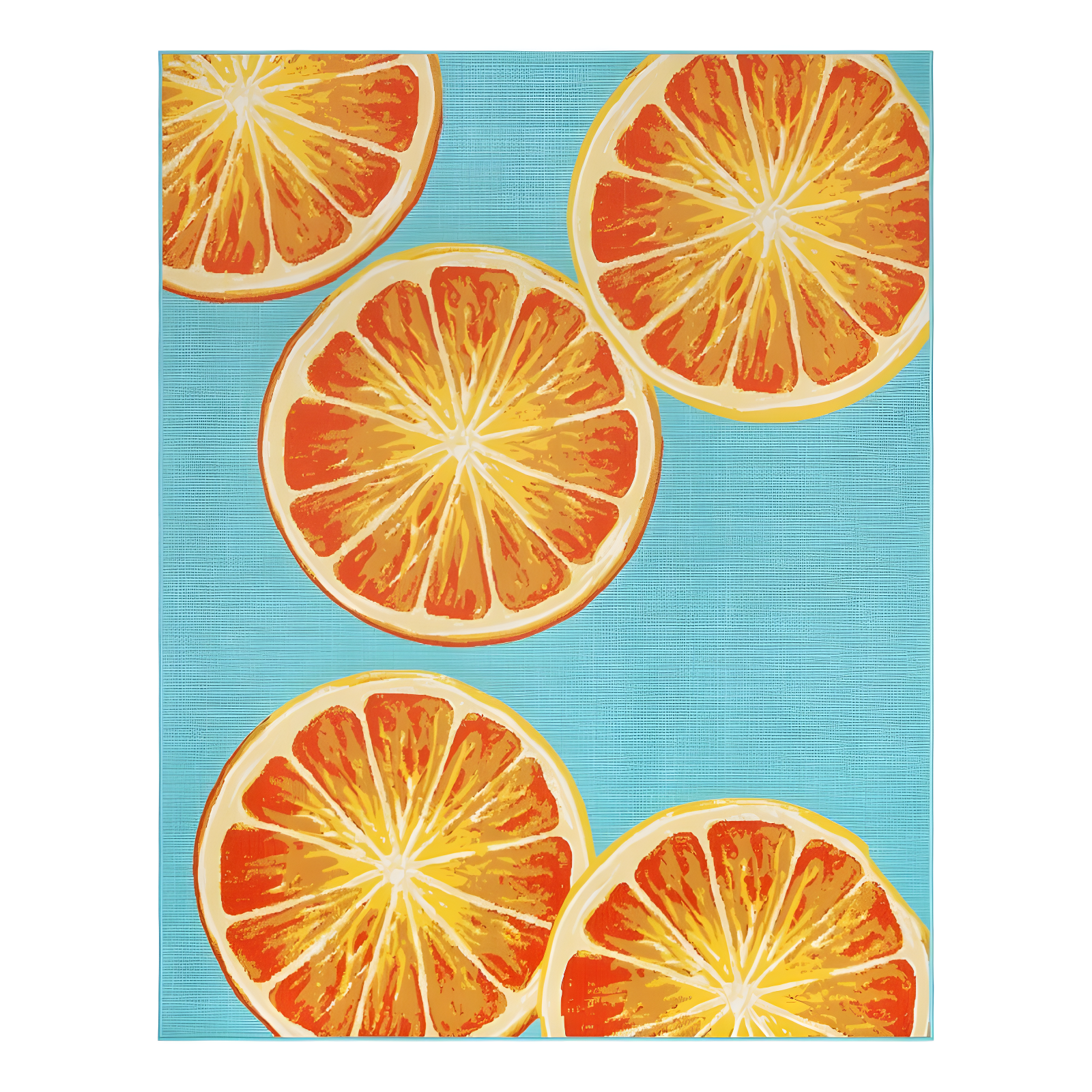 Teal and Orange Slices Flat Woven 6' x 9' Indoor/Outdoor Rug