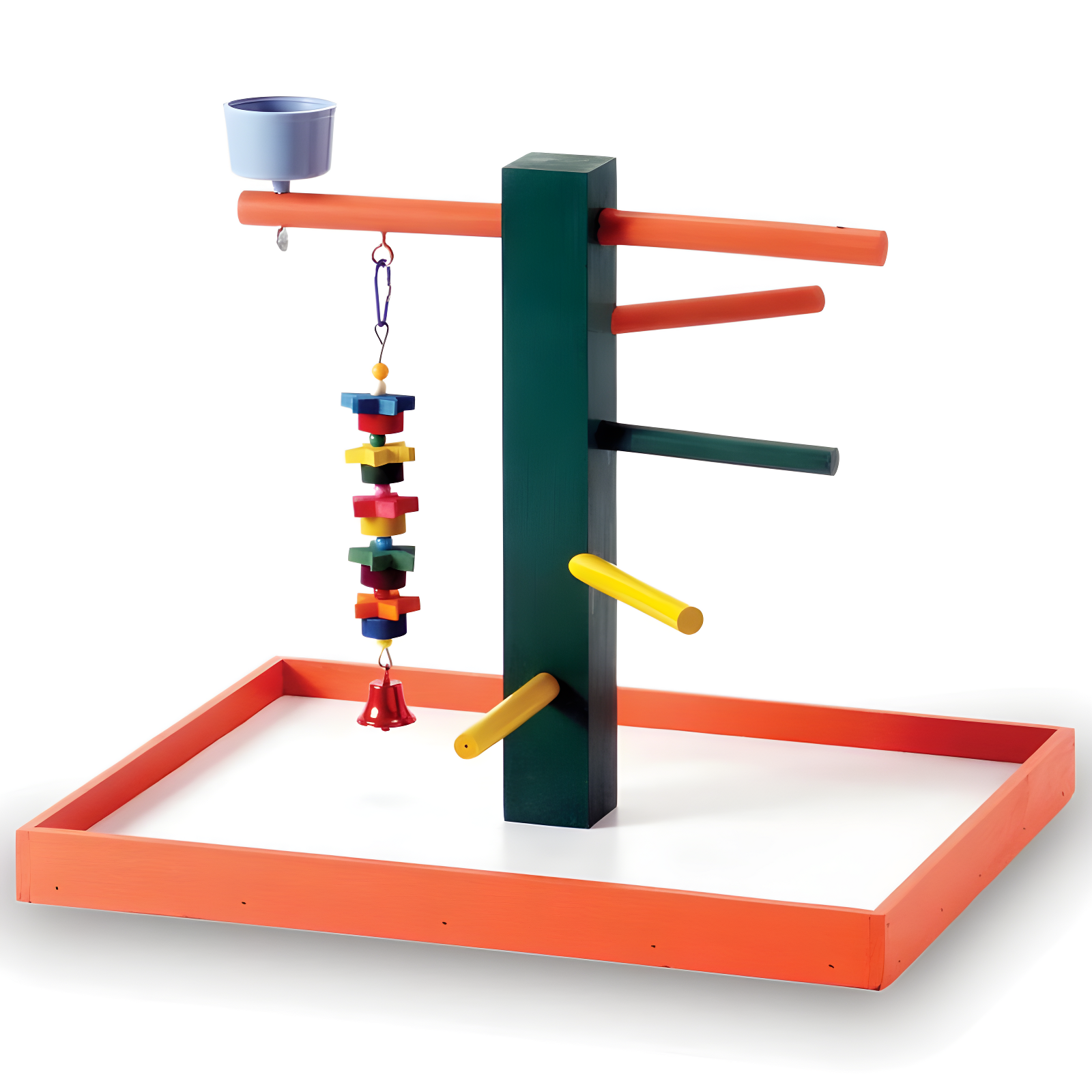 Colorful Hardwood Bird Playground with Toys