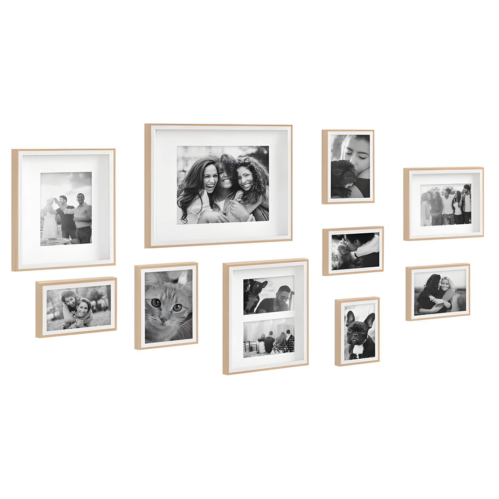 Gibson 10-Piece White and Natural Wood Wall Photo Frame Set