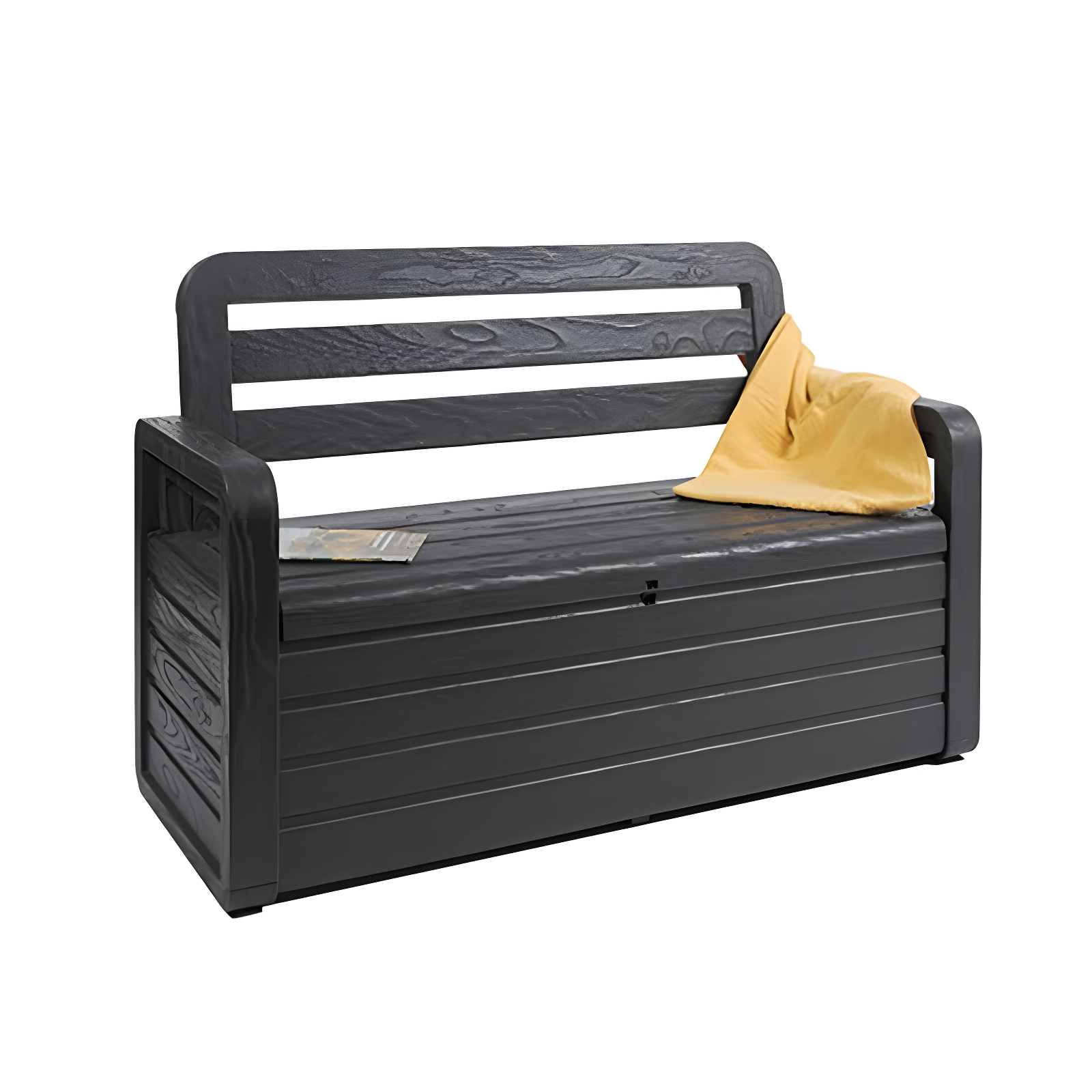 Anthracite Outdoor Storage Bench with Backrest and Lockable Lid