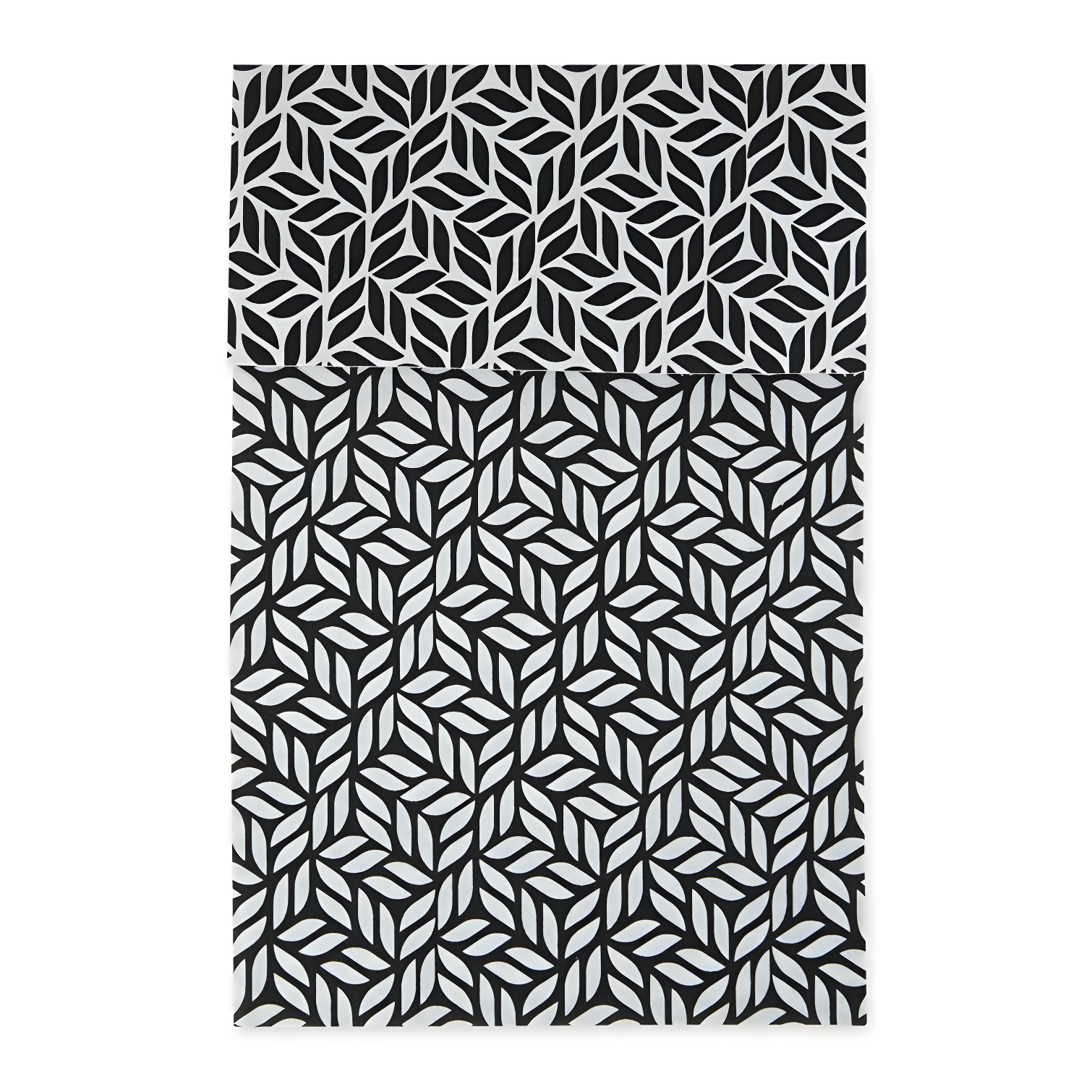 Black and White Abstract Leaf Print Fabric Fridge Liners, 12x24, Set of 6