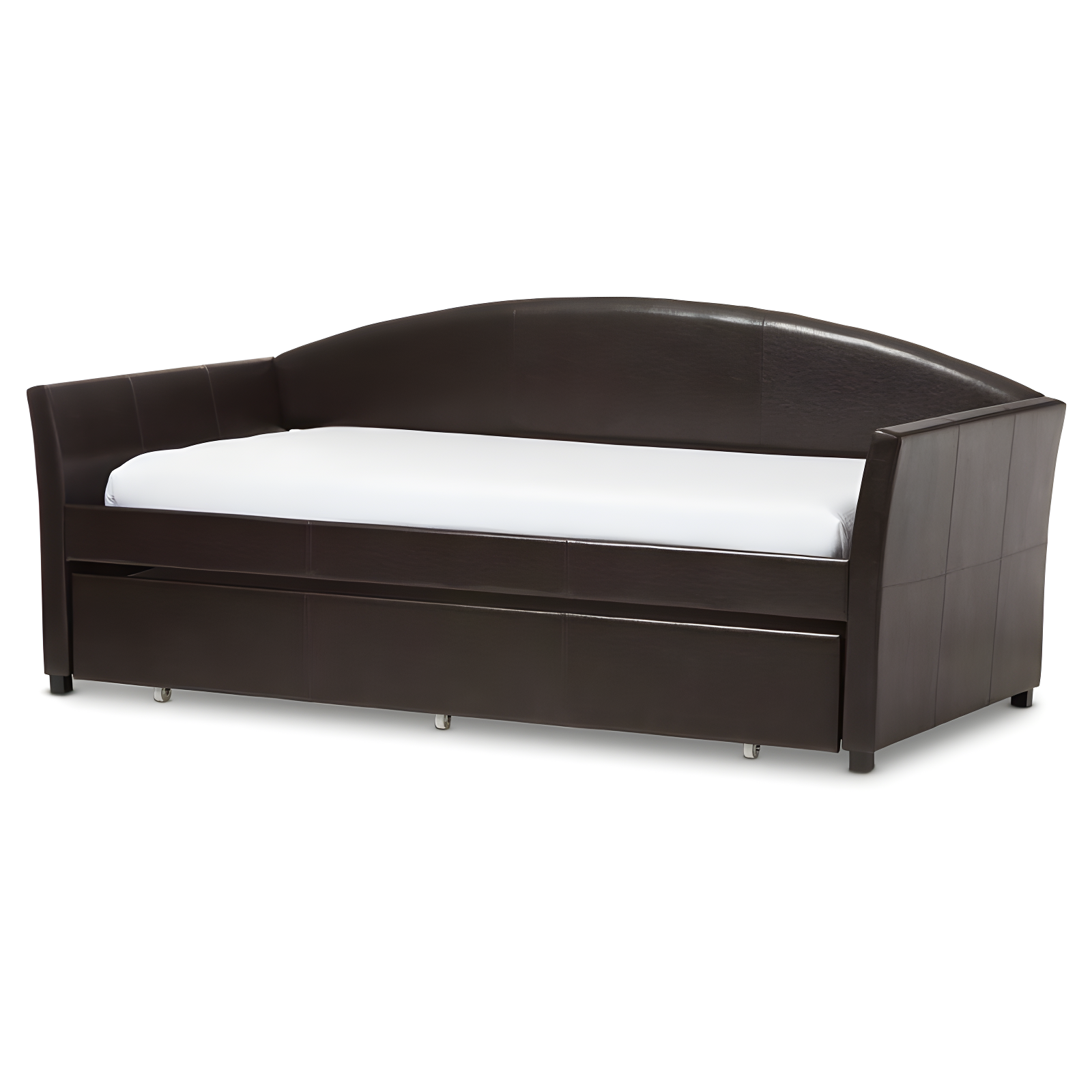 Elegant Twin-Size Faux Leather Upholstered Daybed with Trundle