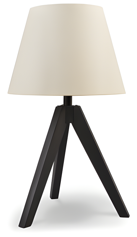 Black and Beige 24" Wood Tripod Table Lamp Set