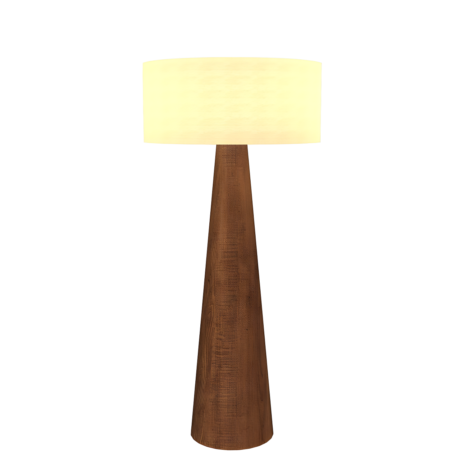 Imbuia Walnut Conical Floor Lamp with White Linen Shade