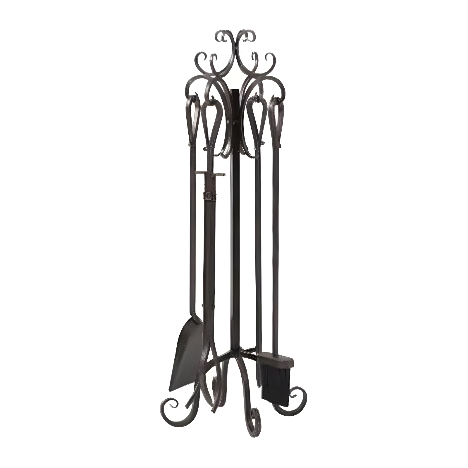 Bronze Scroll Top 5-Piece Steel Fireplace Tool Set