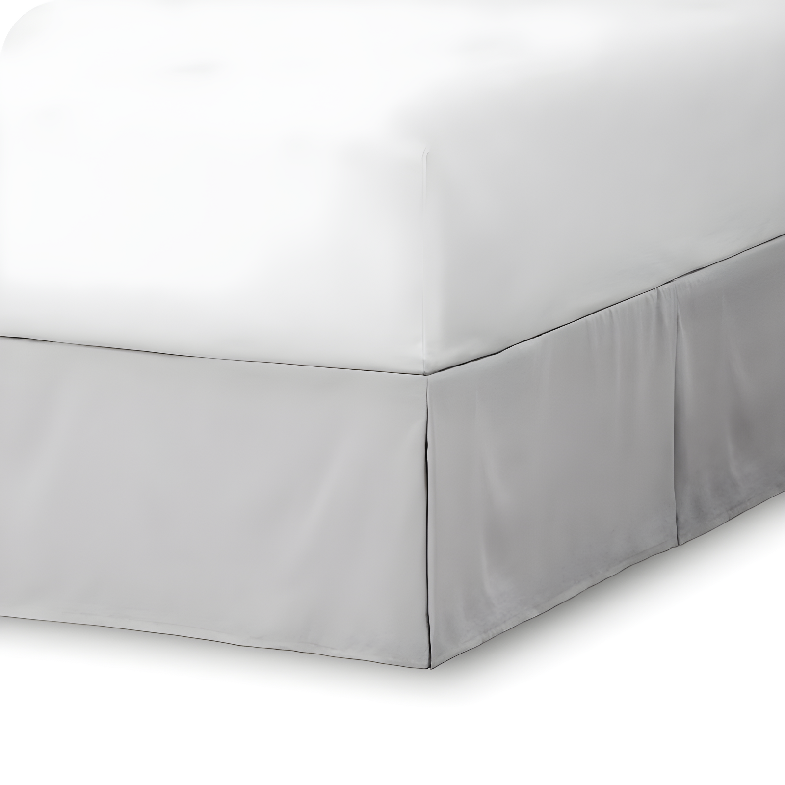 Light Gray Polyester Queen Bed Skirt with Pleats