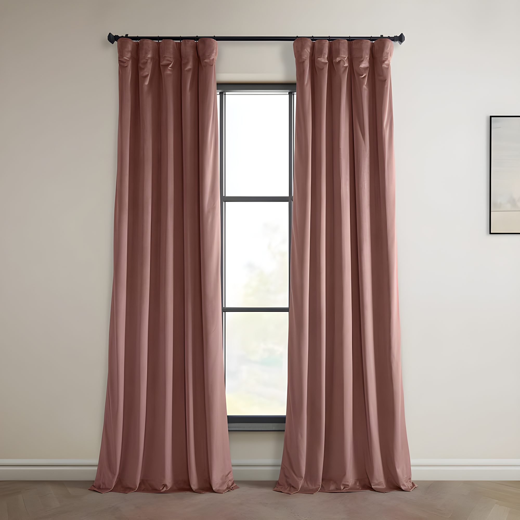 Wild Rose Velvet Room-Darkening Curtain Panel 84"