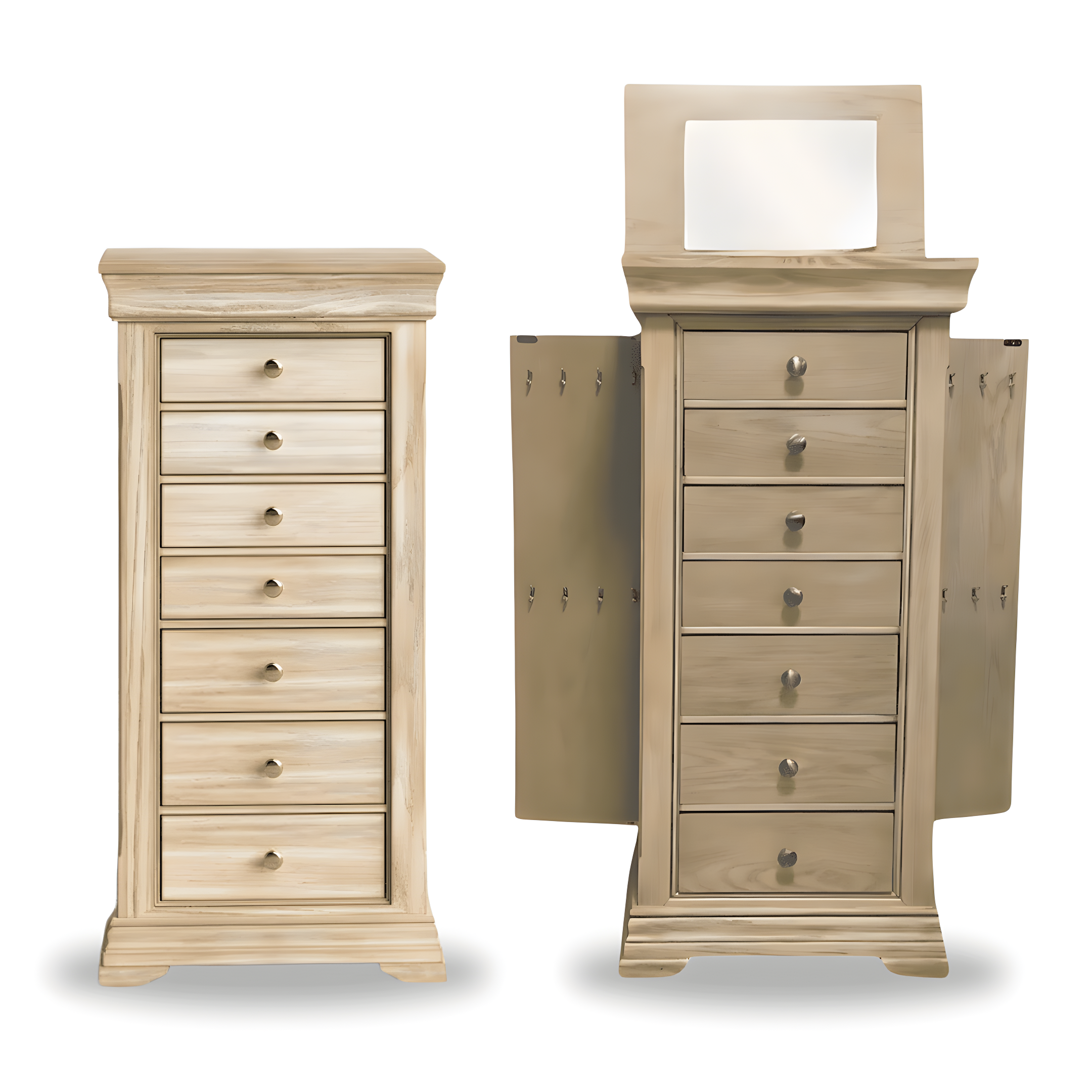 Taupe Mist Jewelry Armoire with Mirror and Storage