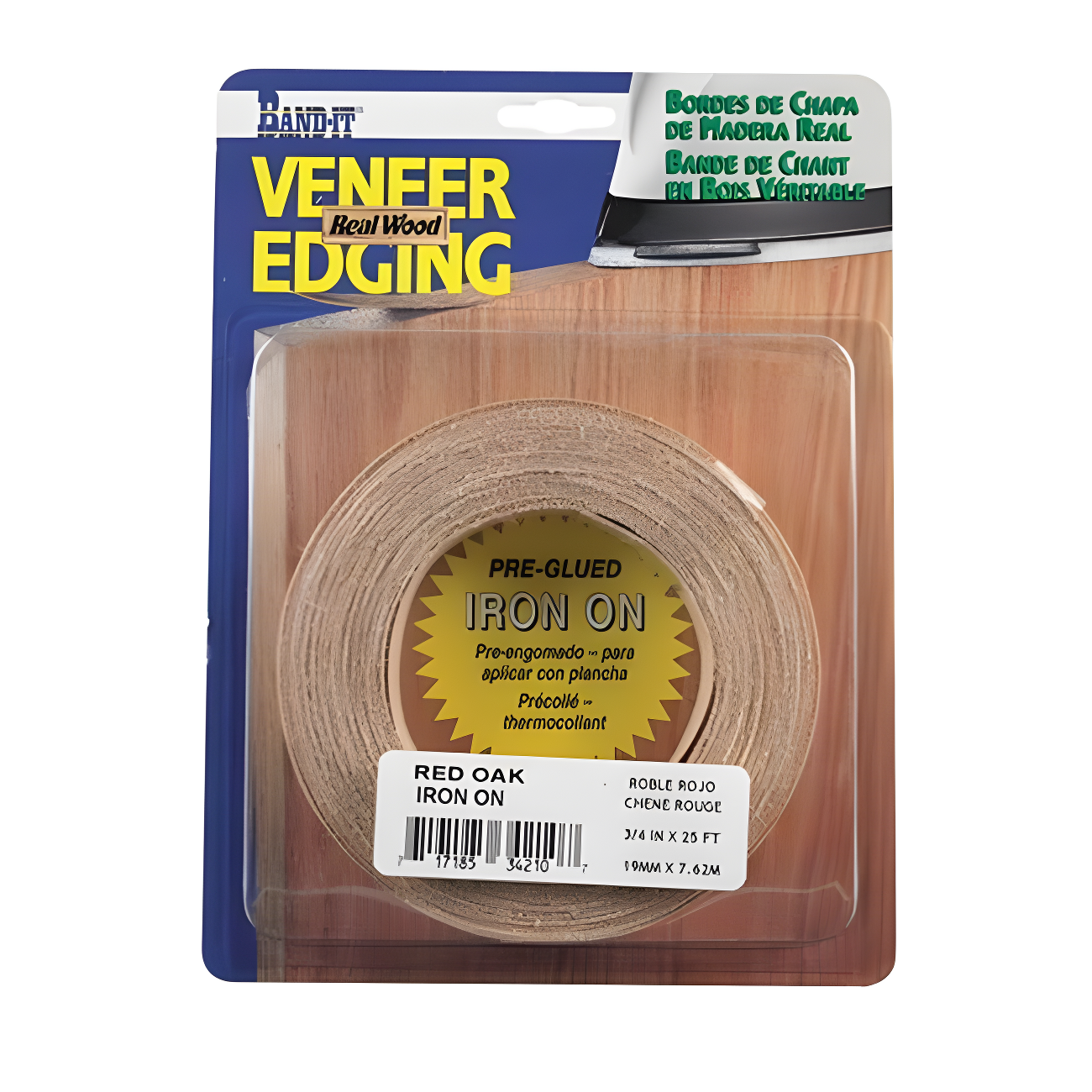 Band-It 0.75 in. x 25 ft. Red Oak Prefinished Wood Veneer Edge Banding