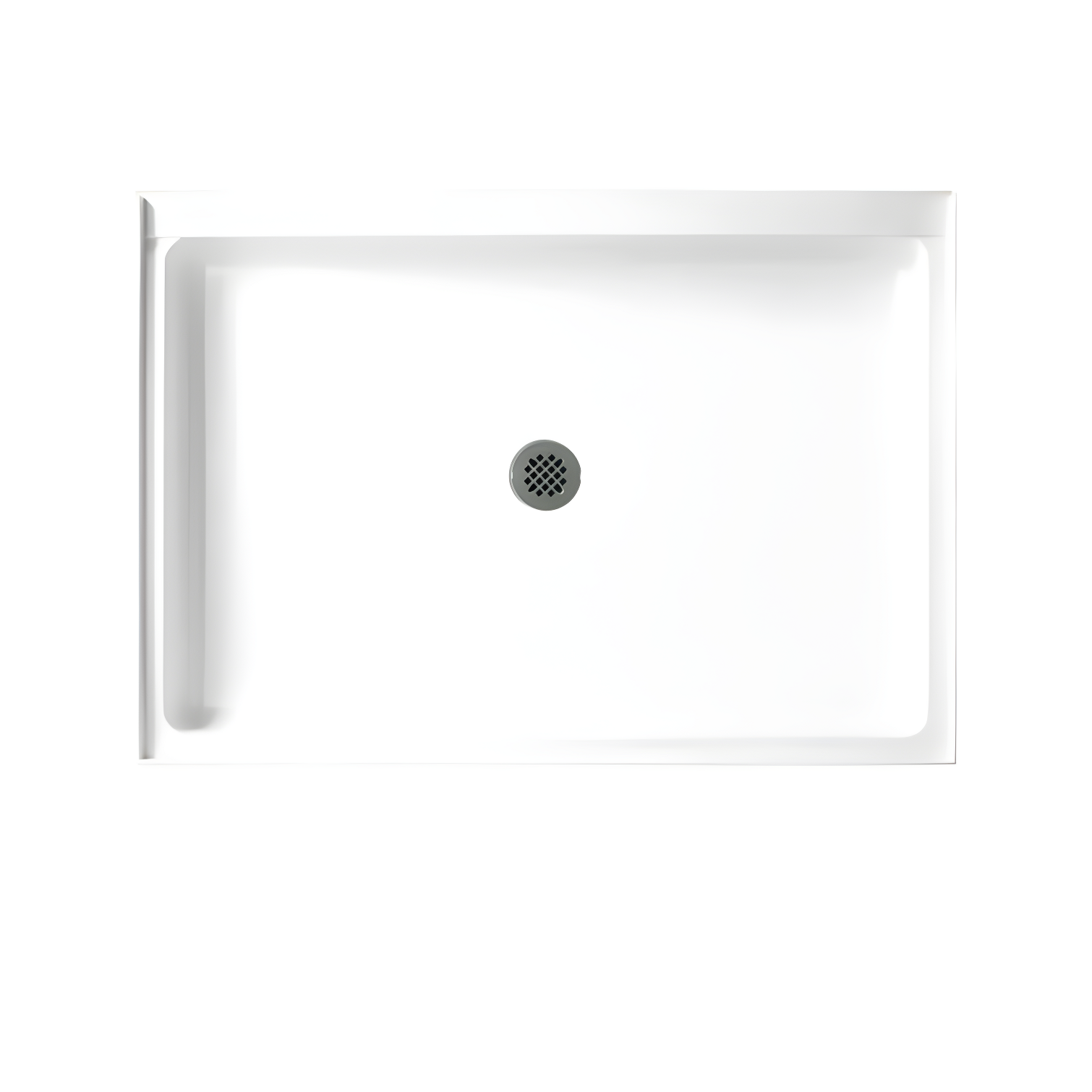 White Rectangular Veritek Shower Base with Center Drain