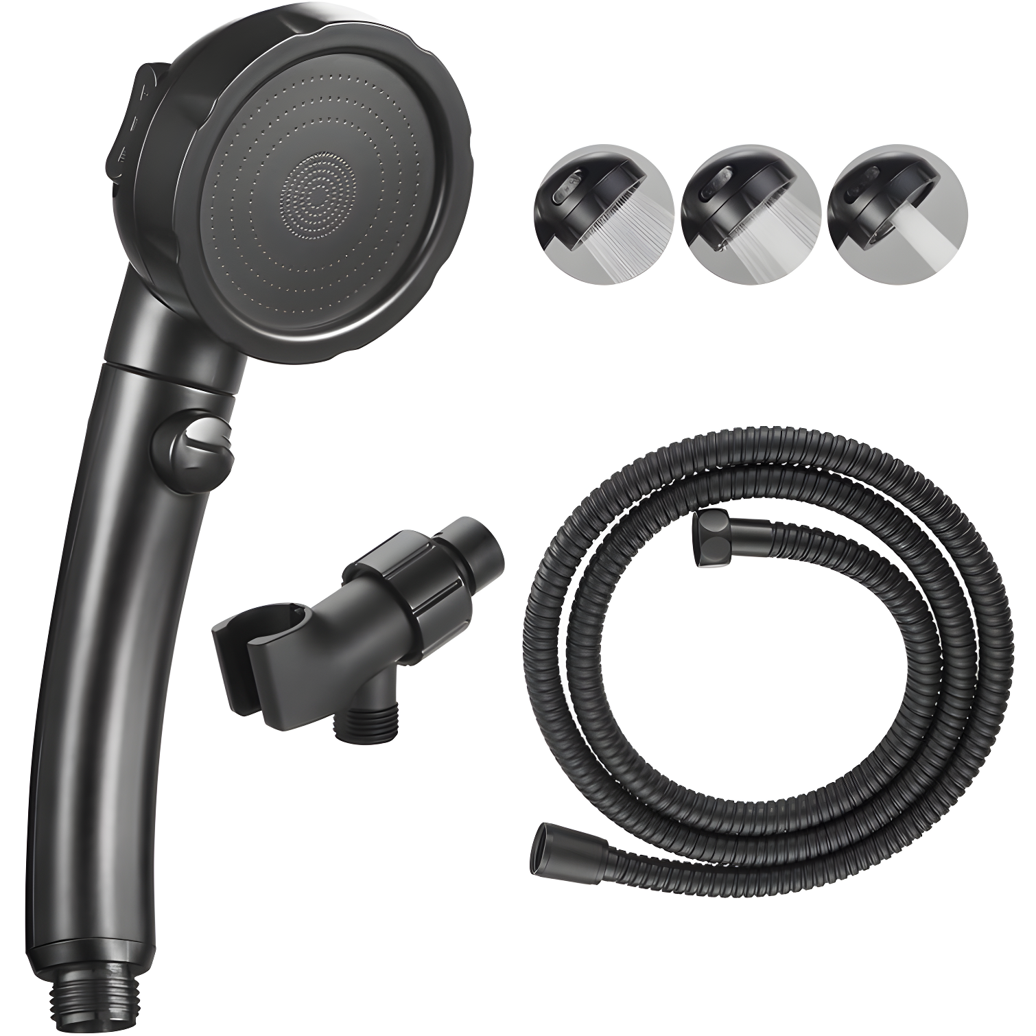 Black Nickel Handheld Shower Head with Pause Switch and 3 Spray Modes