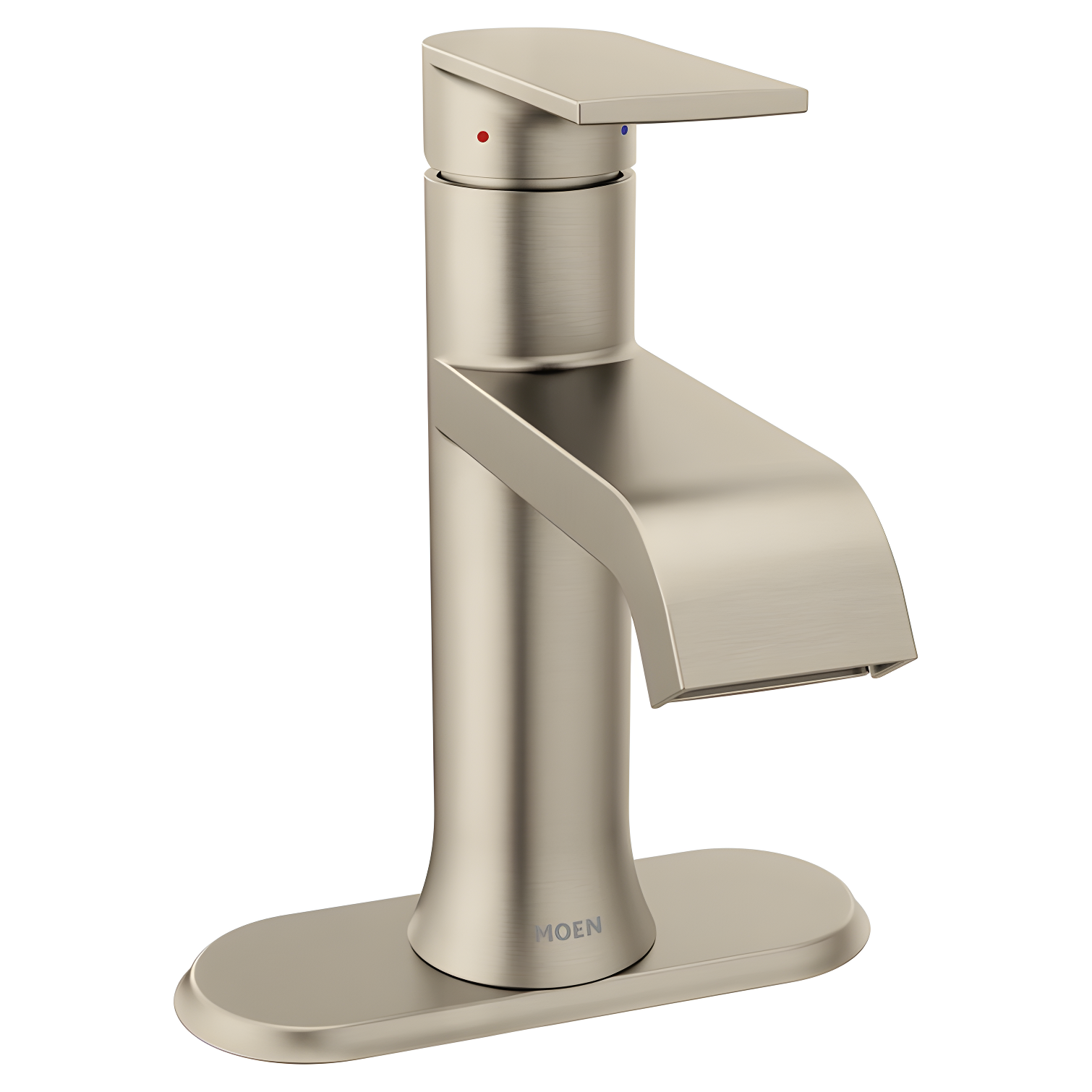 Modern 7" Brushed Nickel Single Hole Bathroom Faucet with Drain