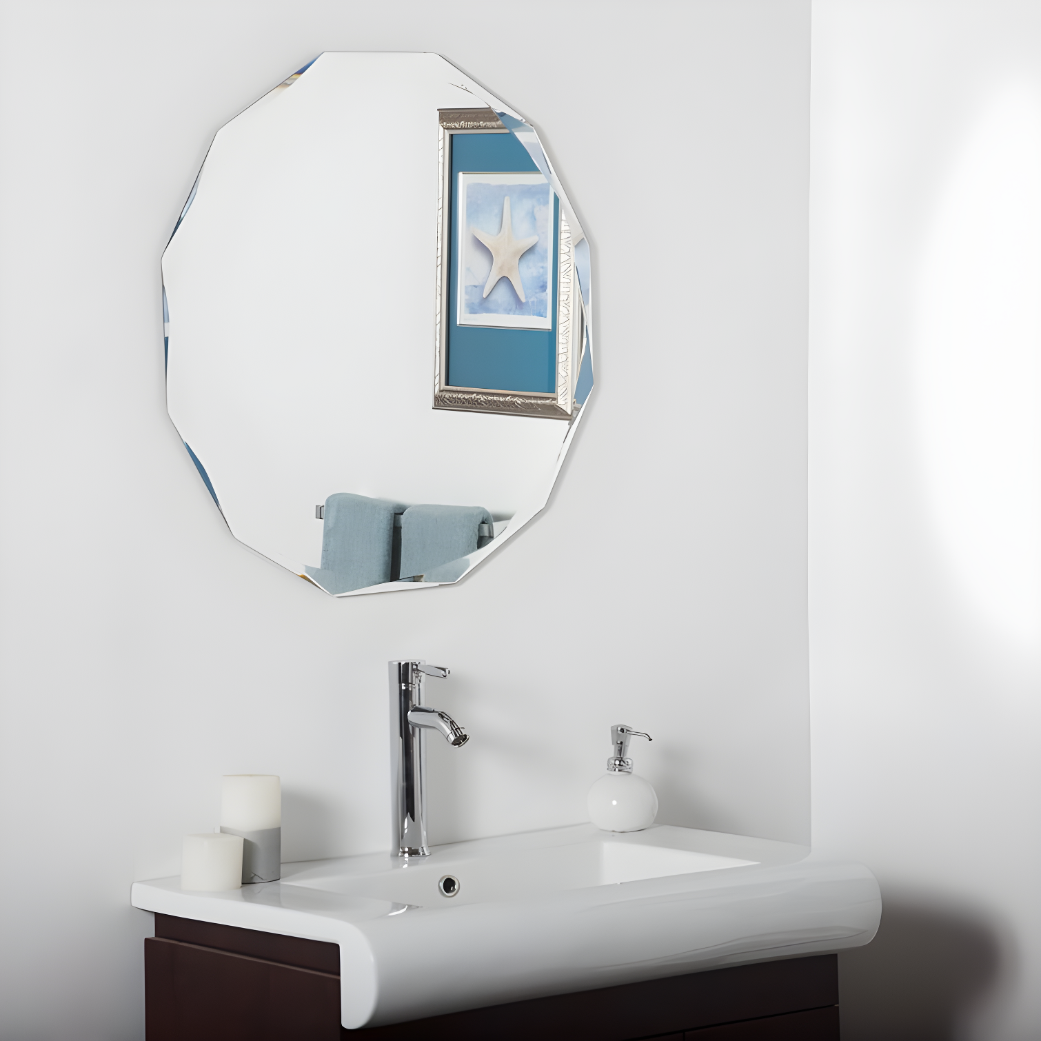 Ascher 27.6" Beveled Edge Frameless Round Wall Mirror