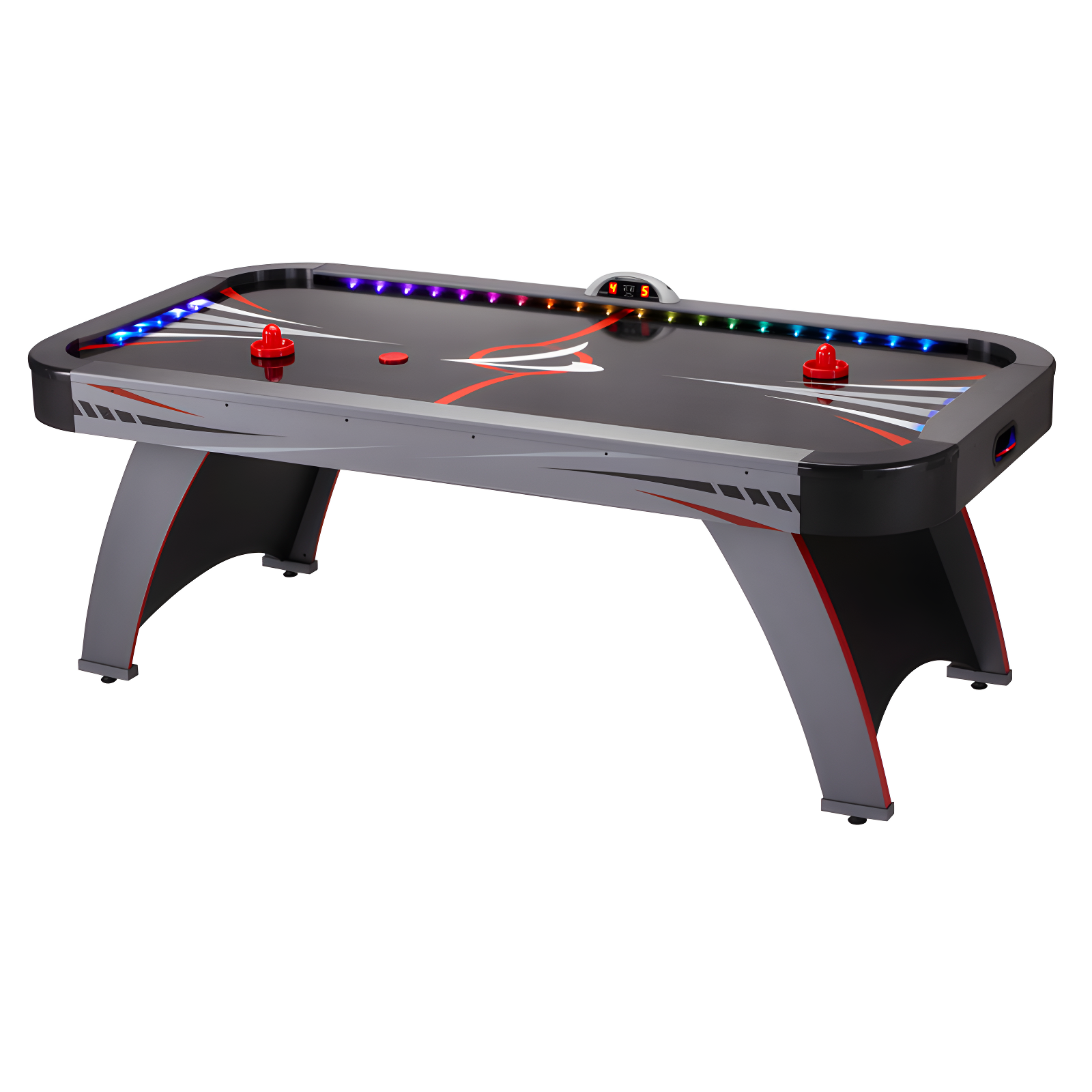 Black 7-Foot LED Illuminated Air Hockey Table