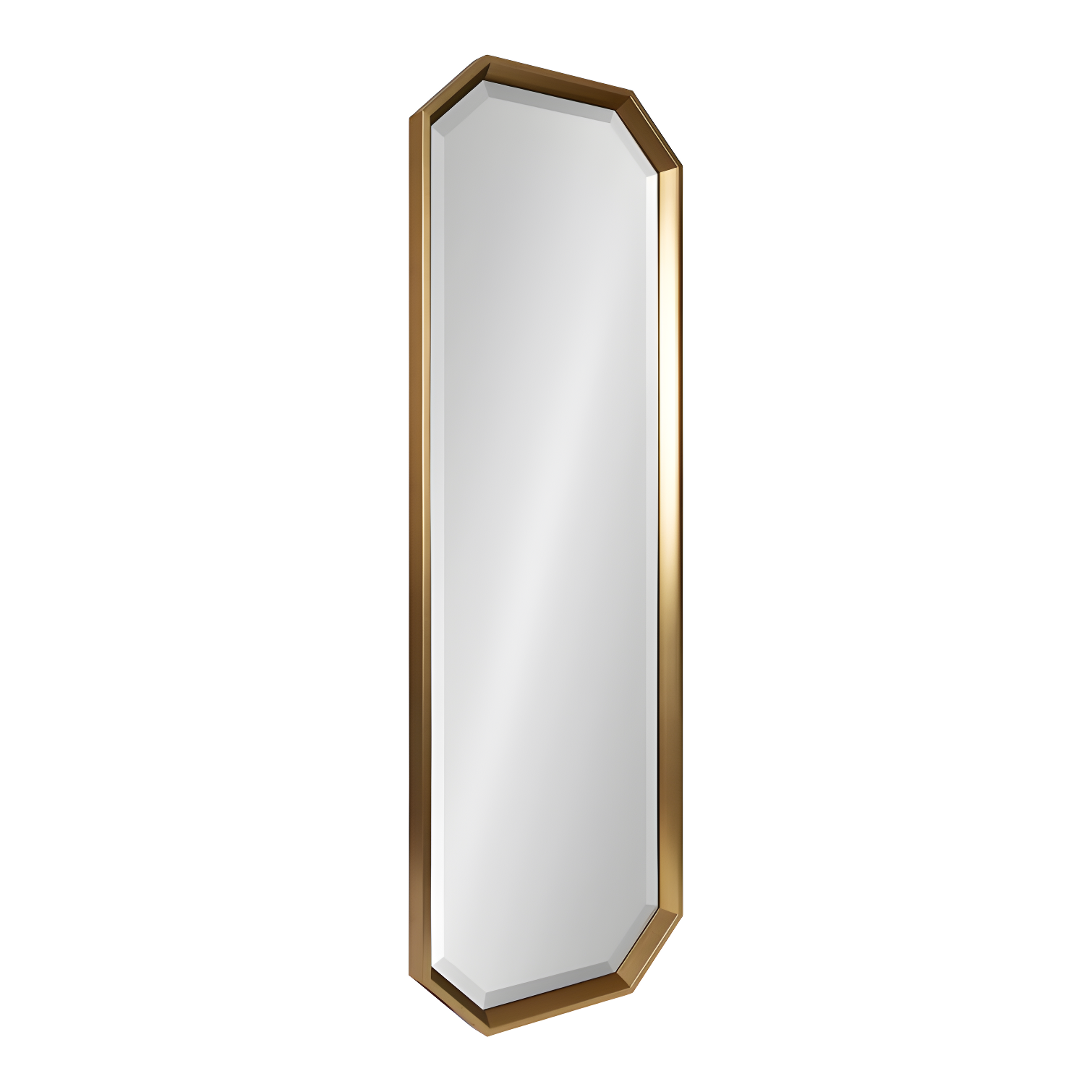 Gold Octagon Full Length Wall Mirror with Beveled Edge