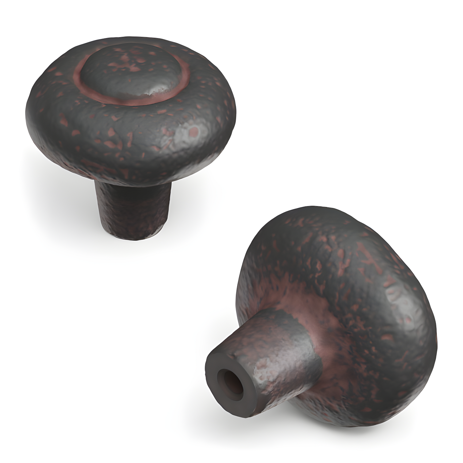 Rustic Iron Matte Mushroom Cabinet Knob with Mounting Hardware