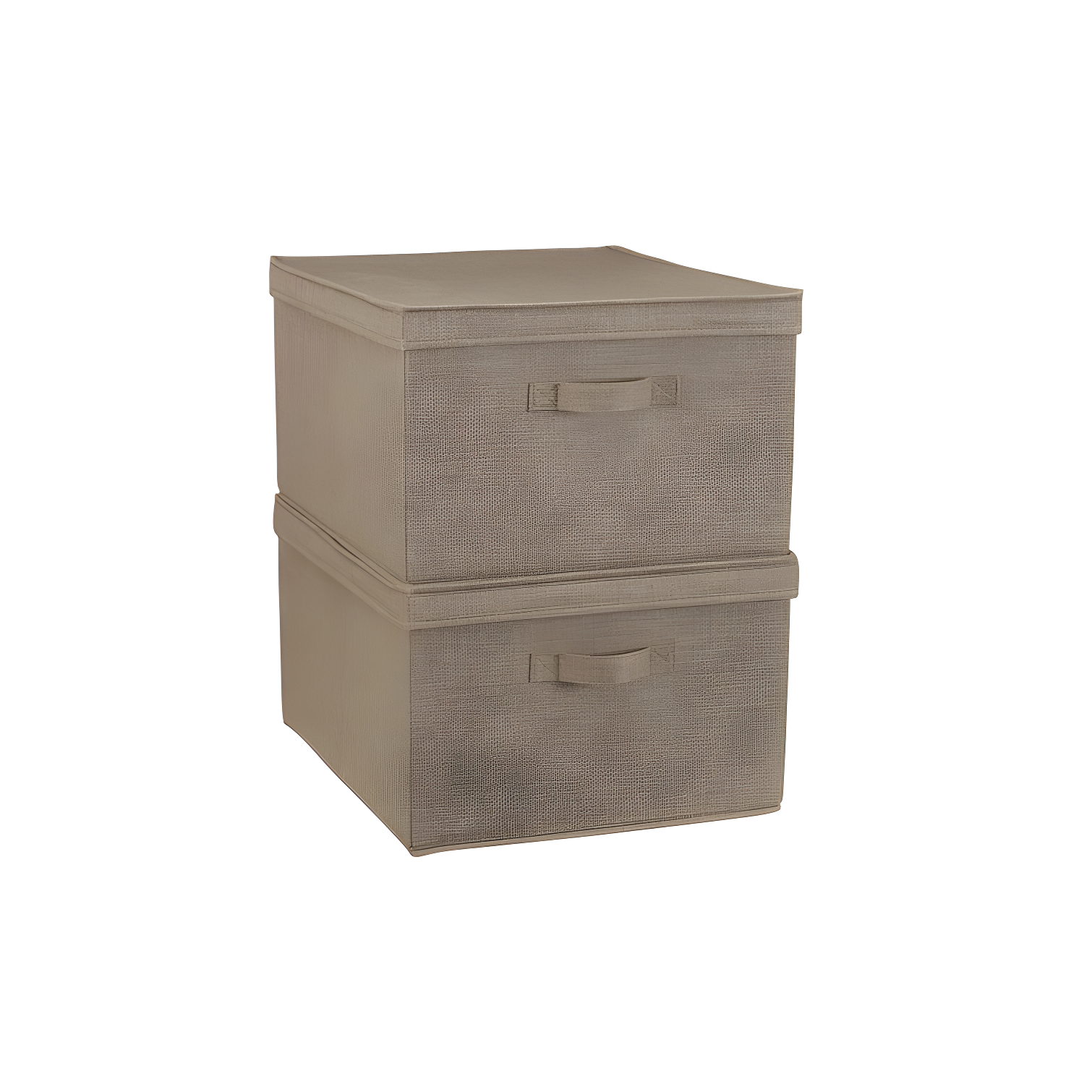 Latte Linen Jumbo Stackable Fabric Storage Boxes with Lids