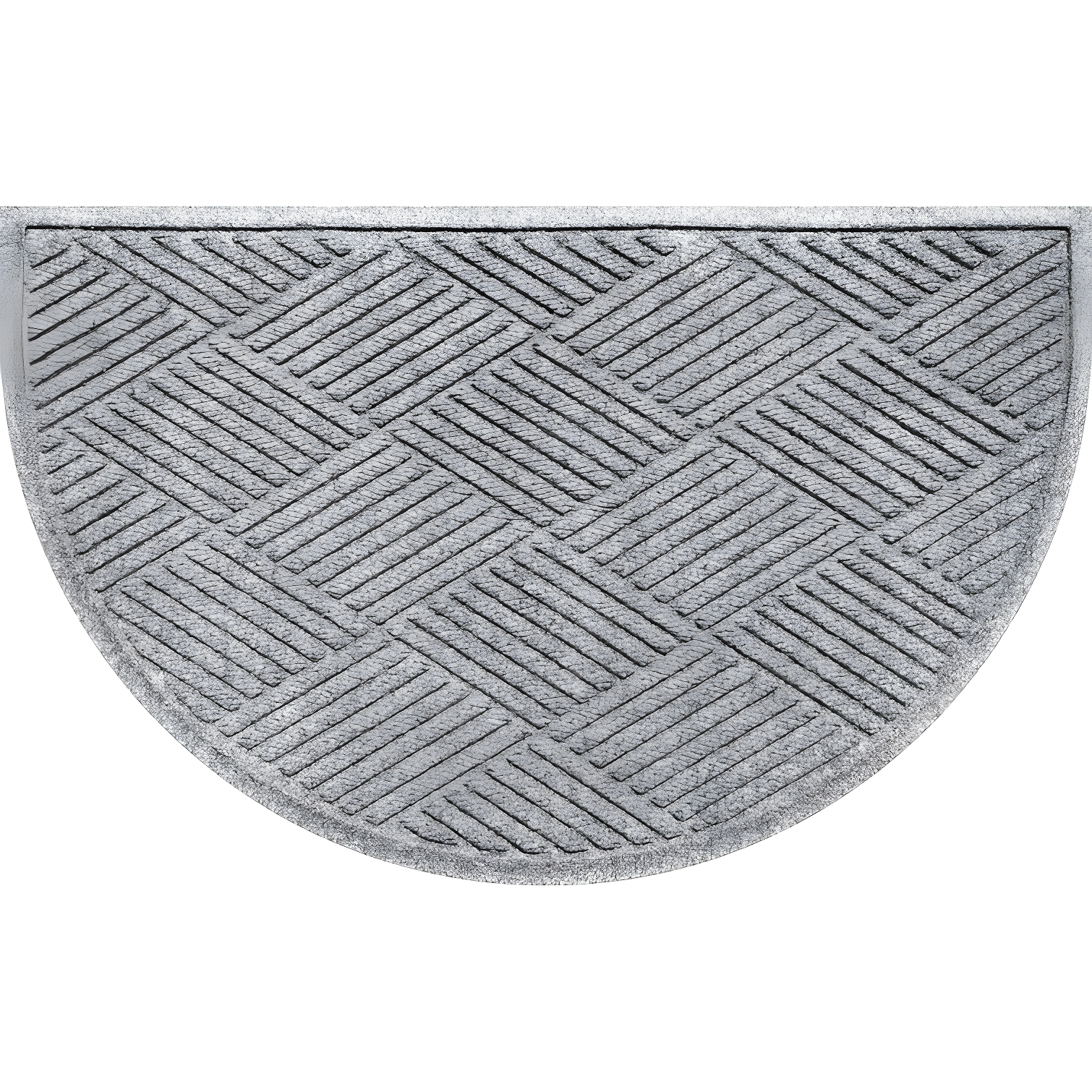 Medium Gray Half Oval Rubber Outdoor Doormat