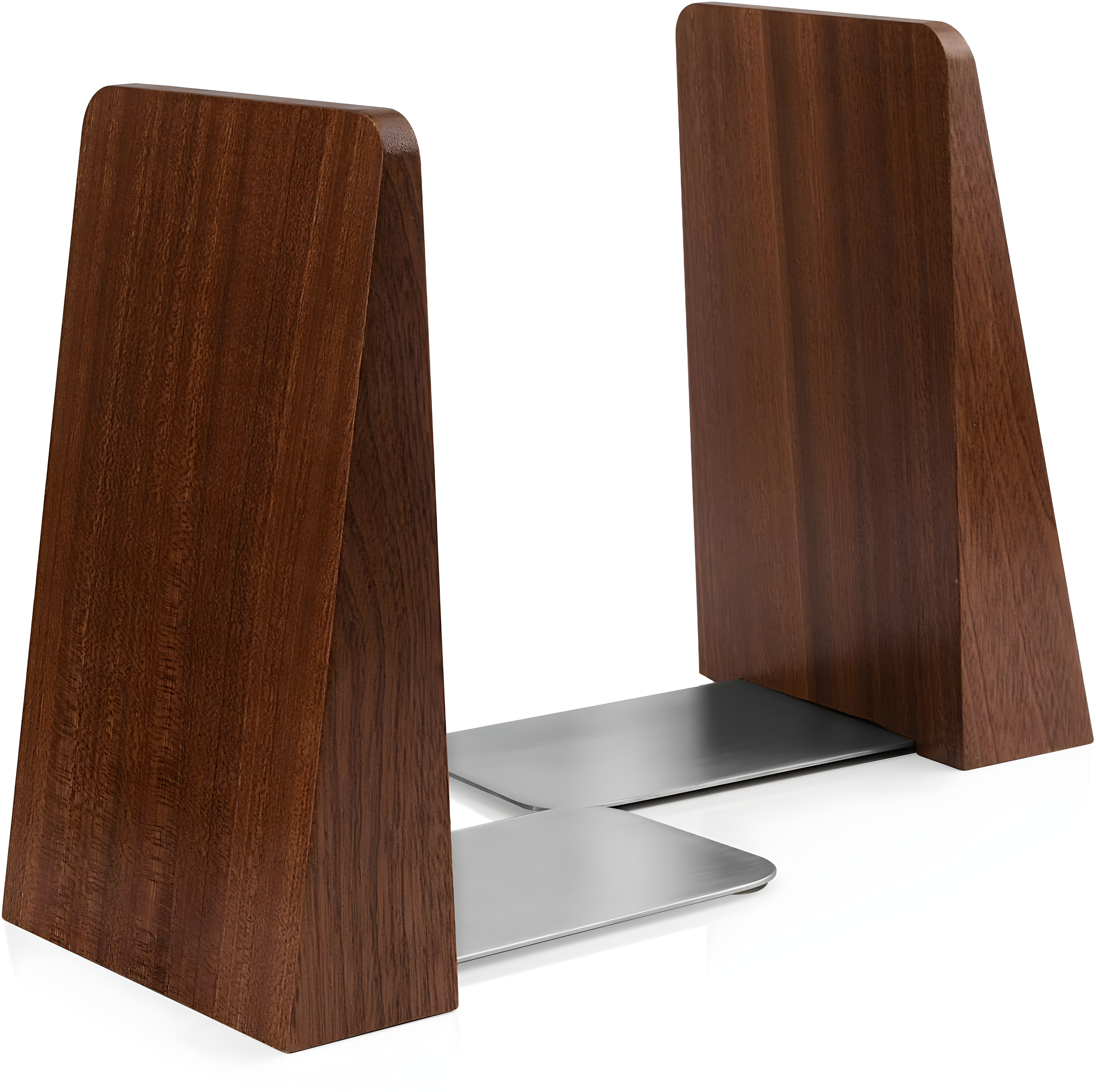 Handmade Sapele Wood and Stainless Steel Bookends