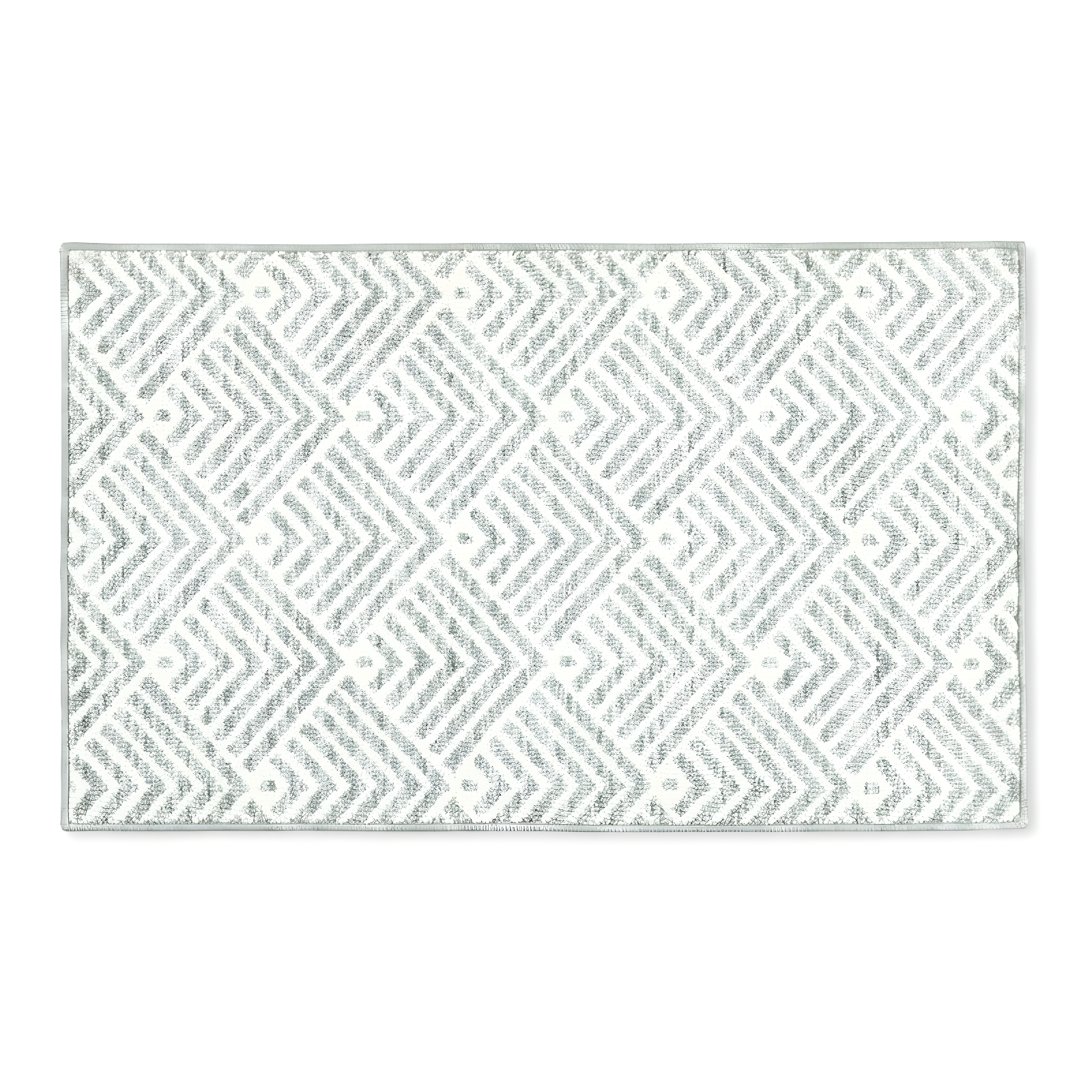 Sage Green Tufted Stripe Rectangular Washable Kitchen Mat