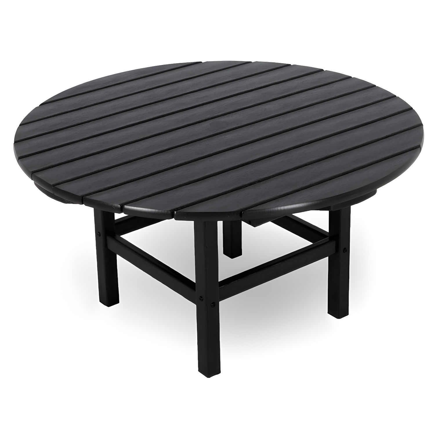 Black 38" Round Recycled Plastic Patio Conversation Table