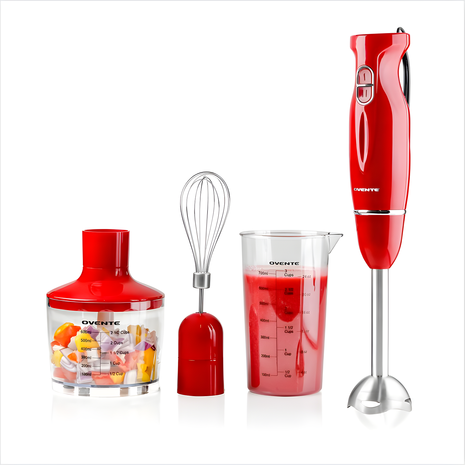 Red 24-oz Stainless Steel Variable Speed Immersion Blender Set