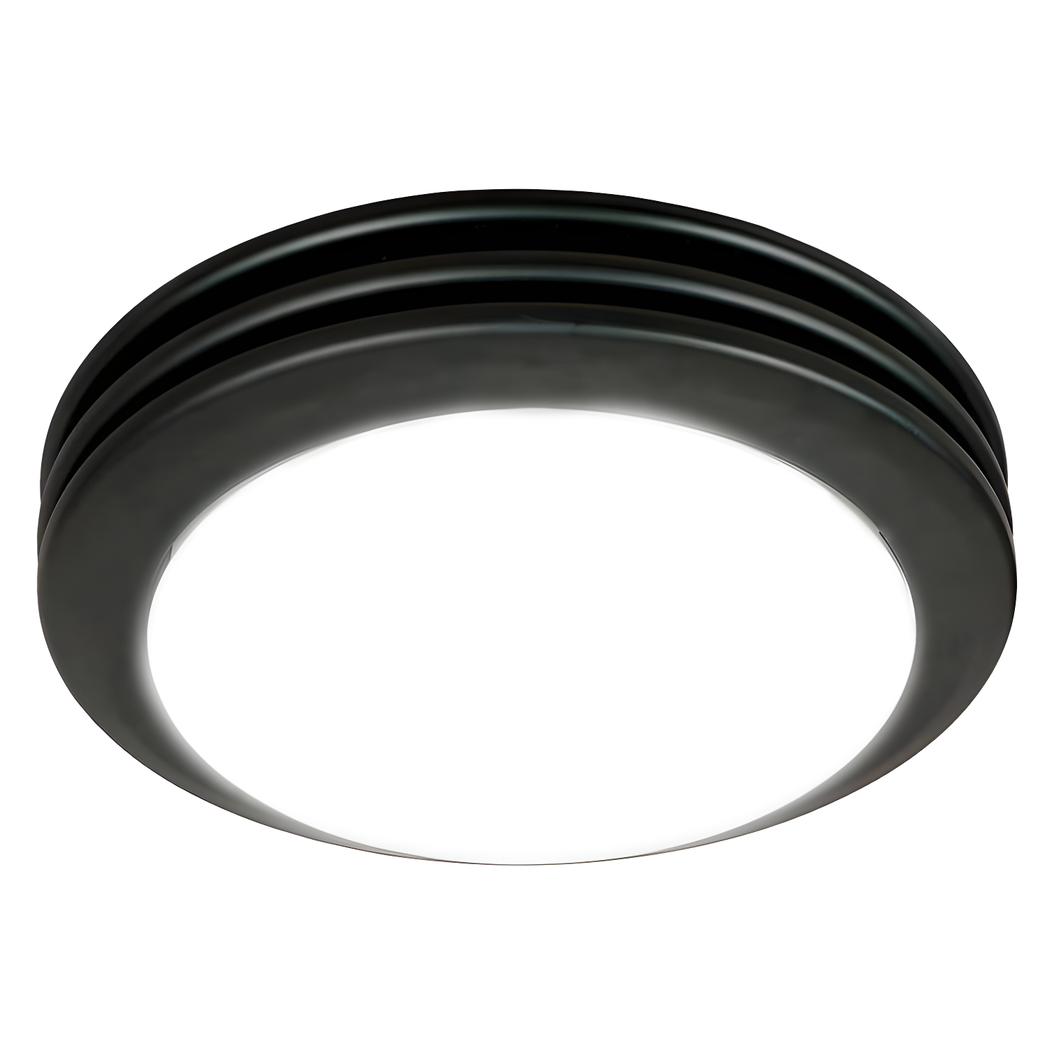 Matte Black Round Ceiling Mount Bathroom Fan with LED Light