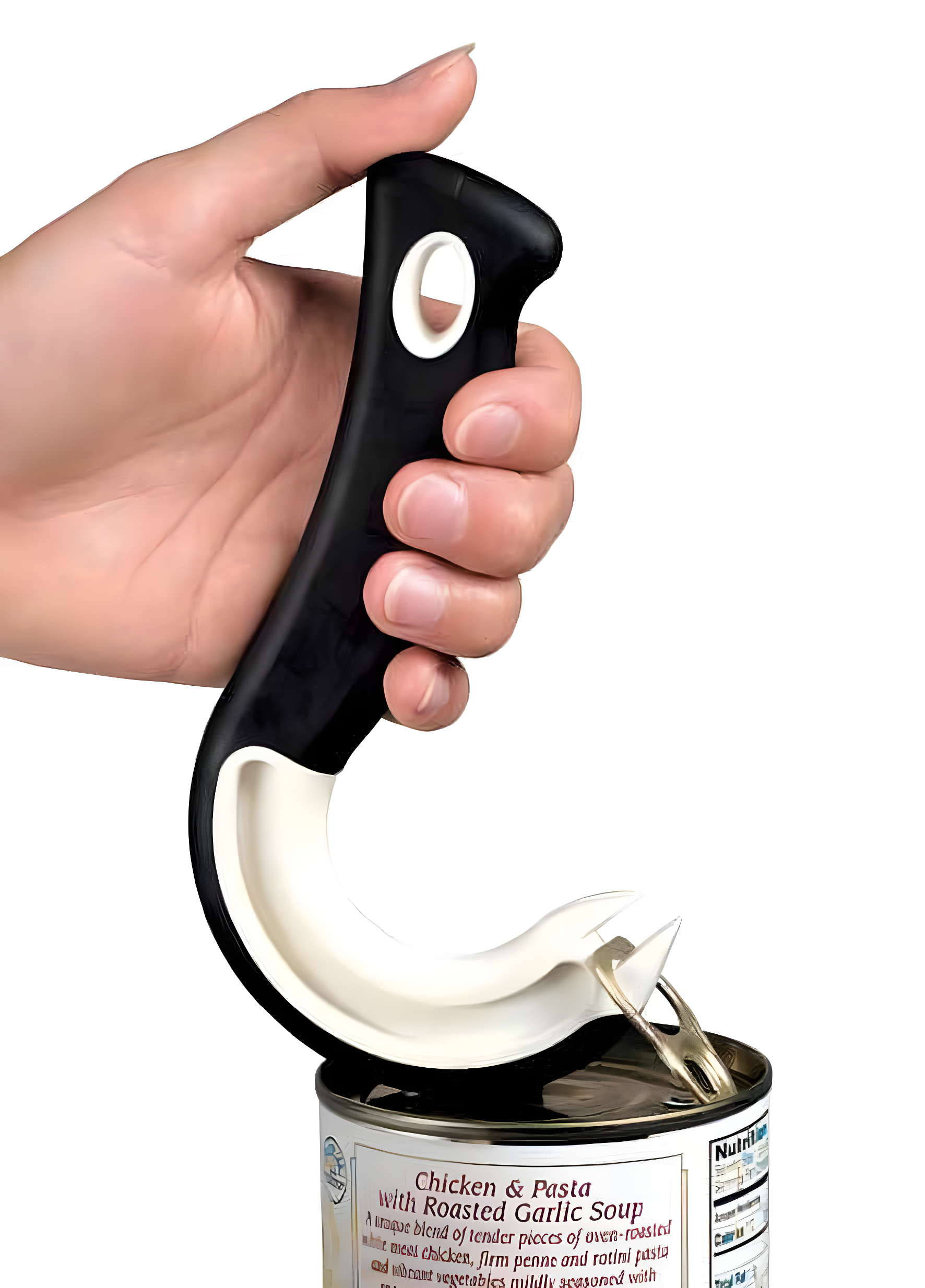 Ergonomic Black and White Ring Pull Can Opener