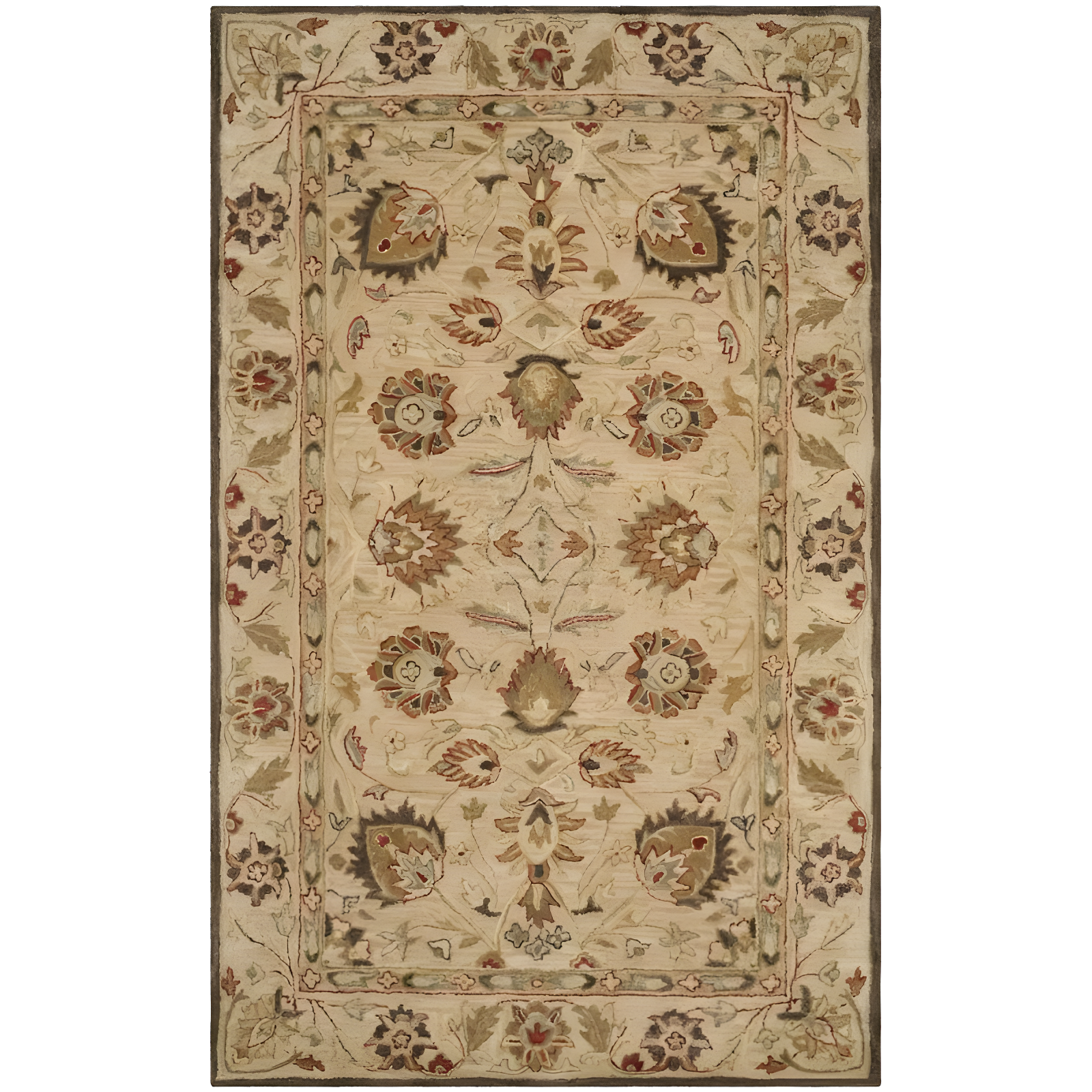Elegant Antiquity Beige 5' x 8' Hand-Tufted Wool Area Rug