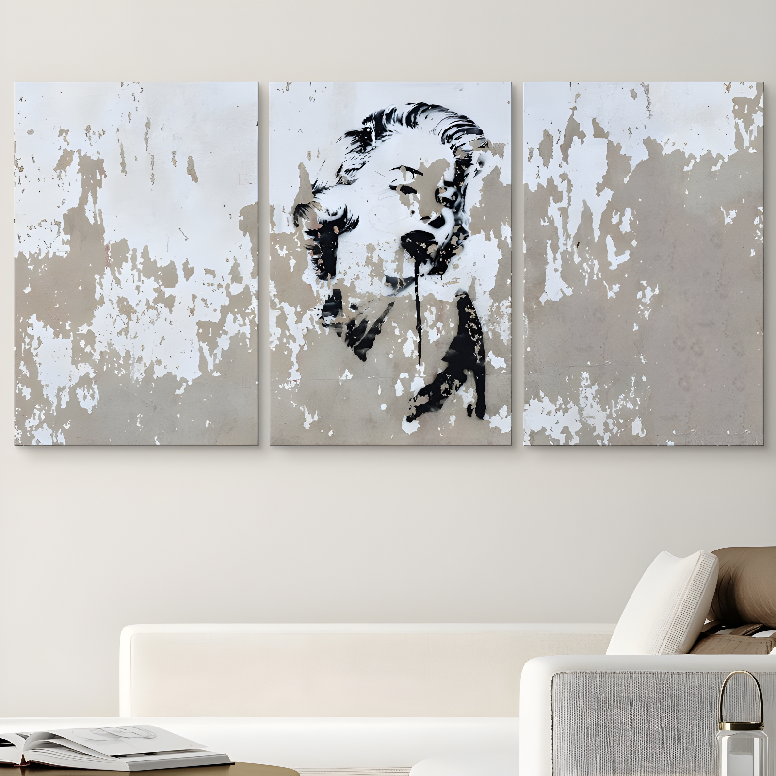 Marilyn Monroe Stencil Triptych Graffiti Canvas Wall Art