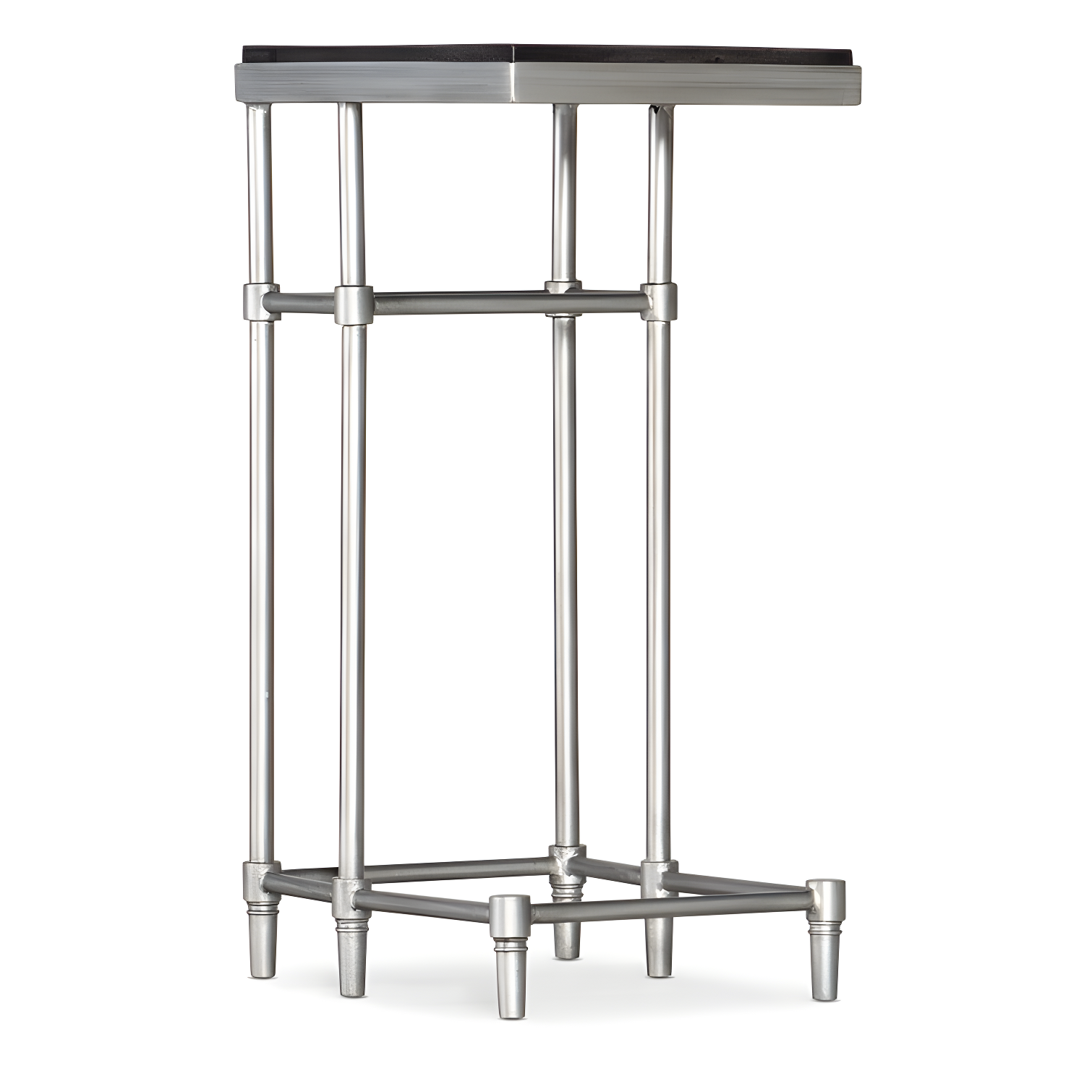 Transitional Black Silver Metal Wood Rectangular Chairside Table