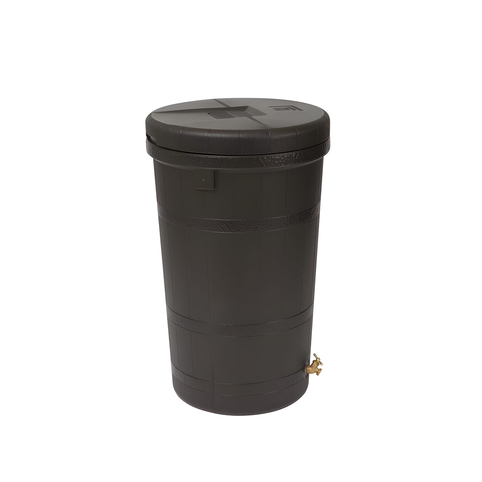 Aspen 50 Gallon Brown Plastic Rain Barrel with Brass Spigot