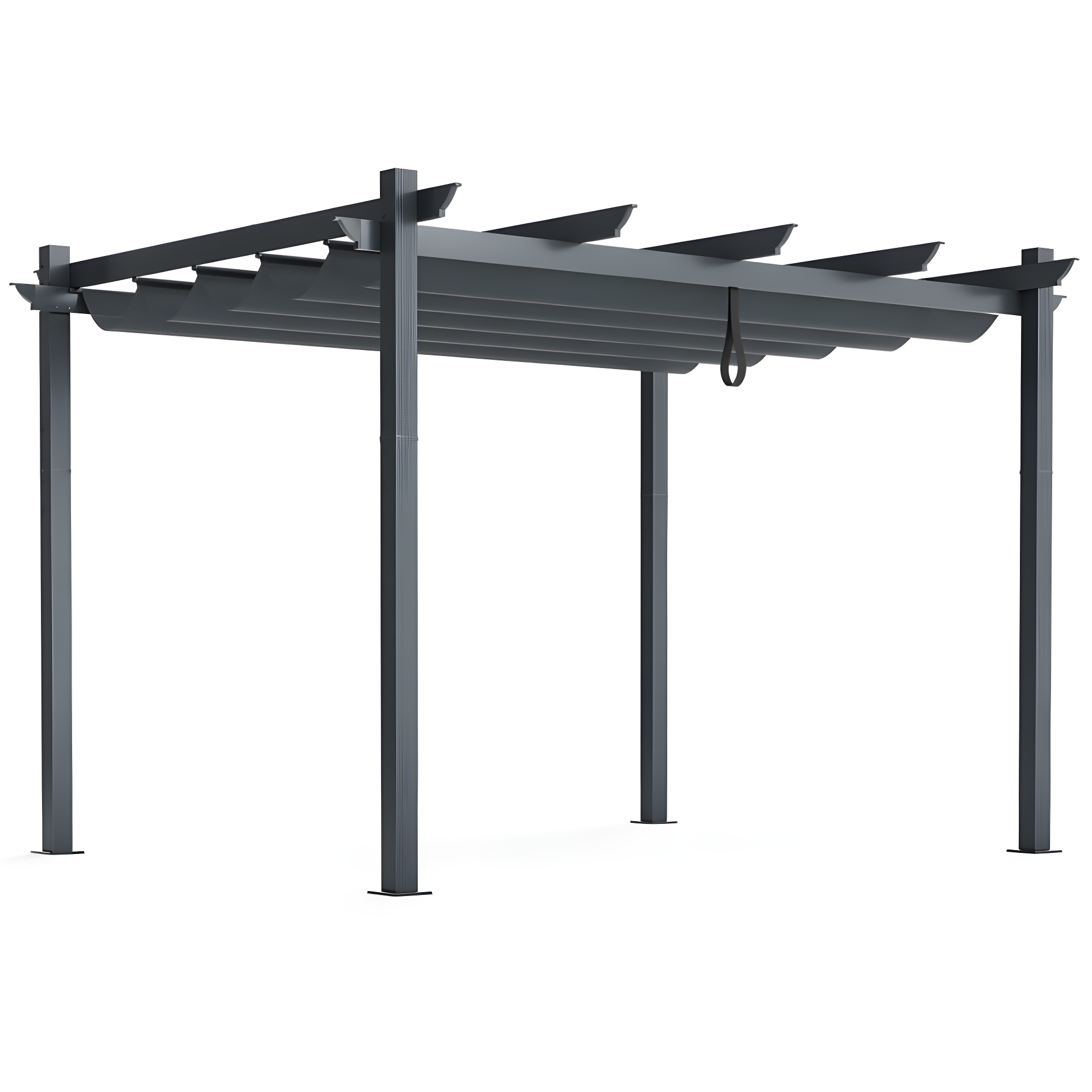 Gray Aluminum 10' x 12' Retractable Pergola Canopy