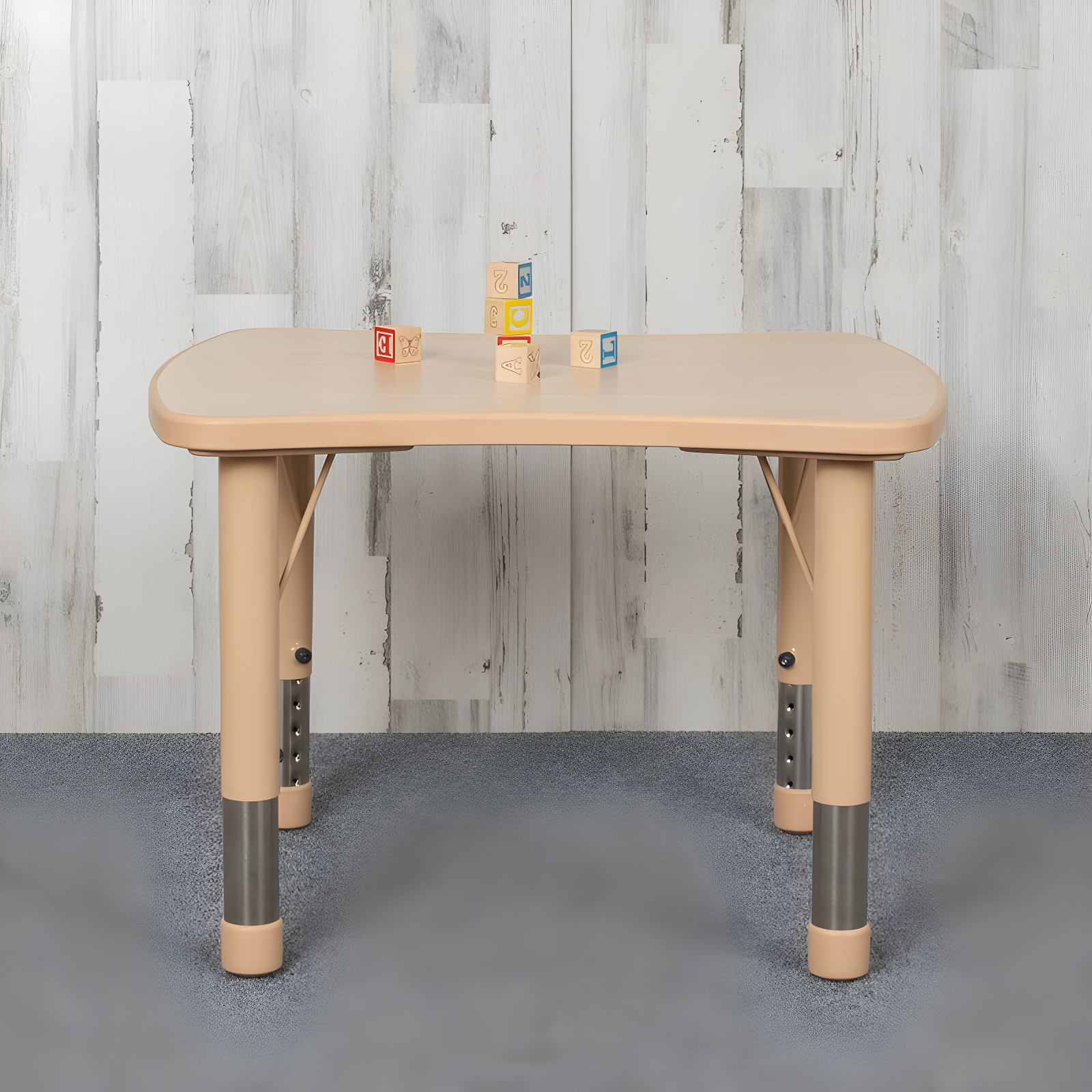 Natural Rectangular Plastic Height Adjustable Kids Activity Table