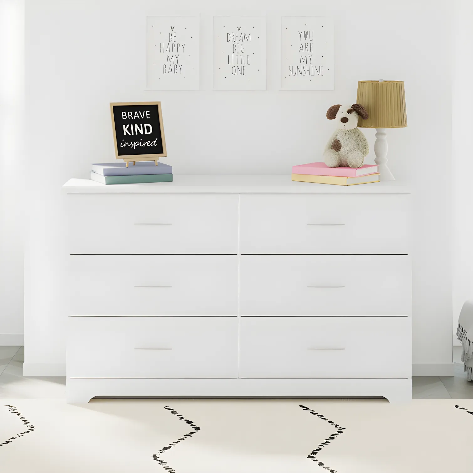 Brookside White 6-Drawer Nursery Double Dresser - GREENGUARD Certified